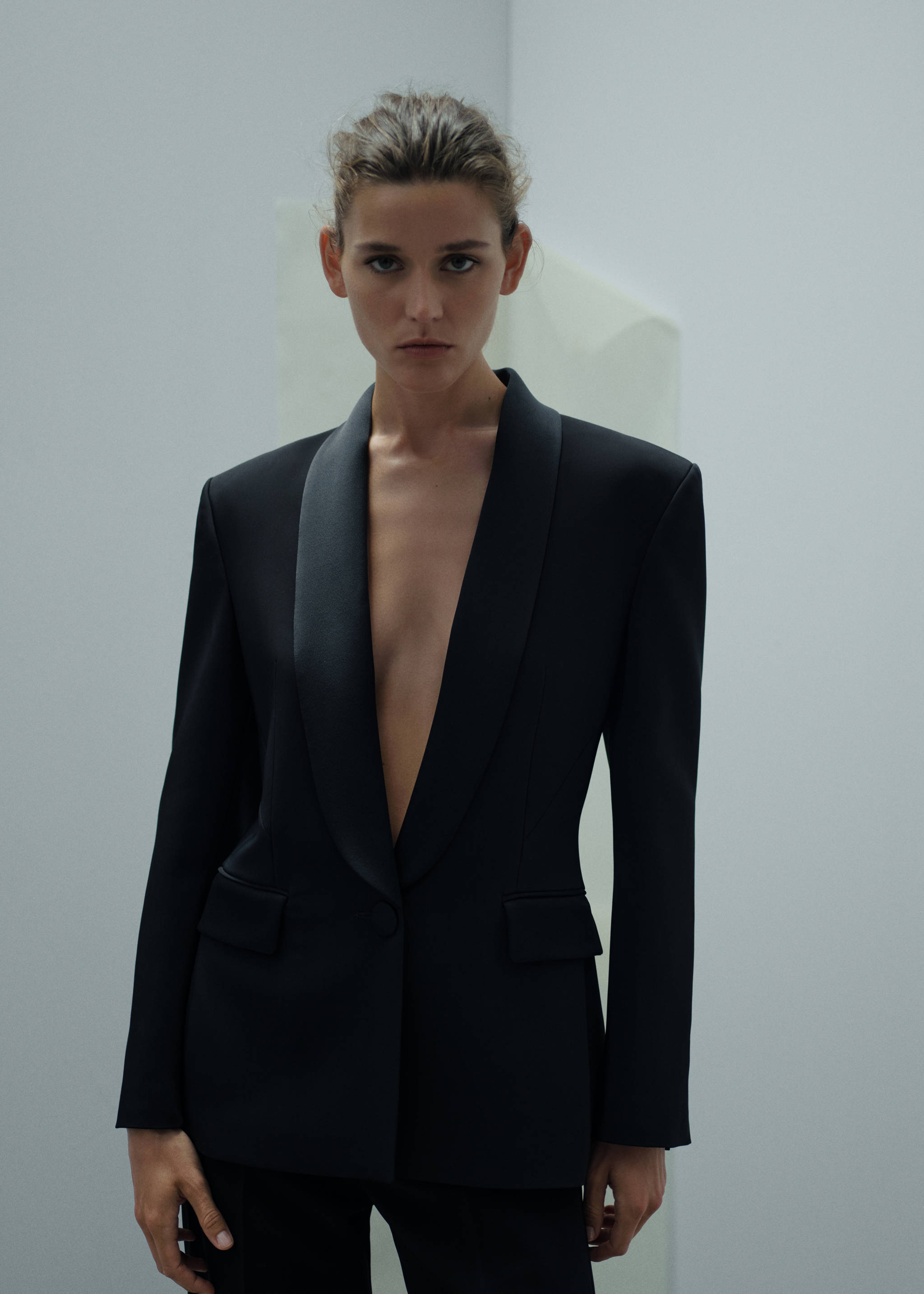 Suit jacket with satin details - Medium plane