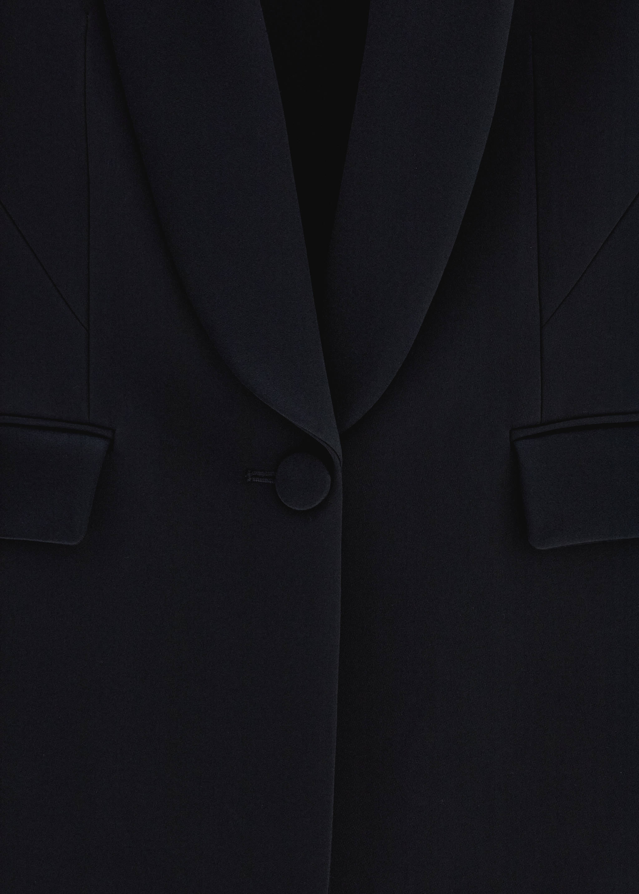 Suit jacket with satin details - Details of the article 8, Black. Ref: 57074783-00.