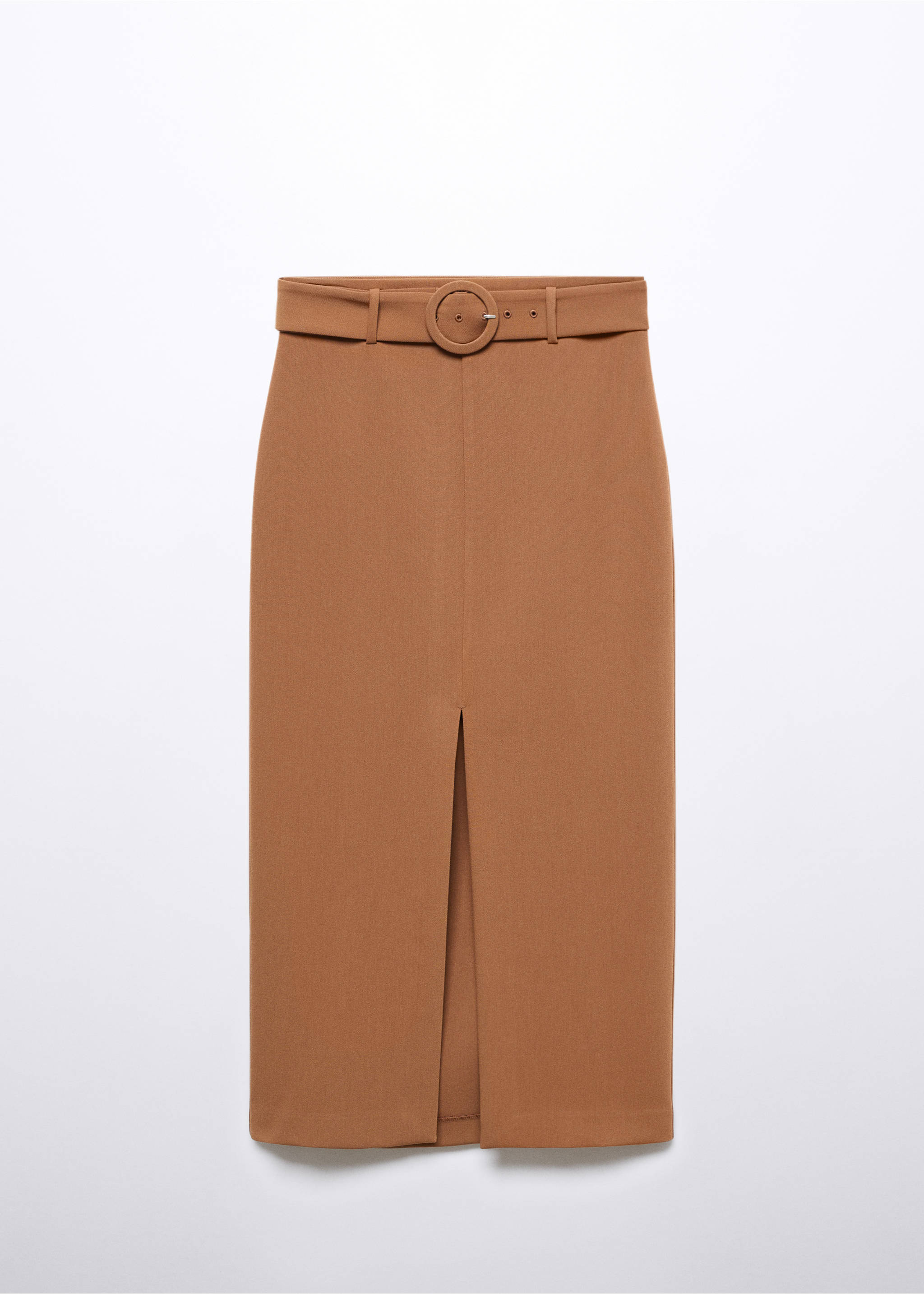 Skirt with slit and belt - Article without model, Medium Brown. Ref: 57075138-00.