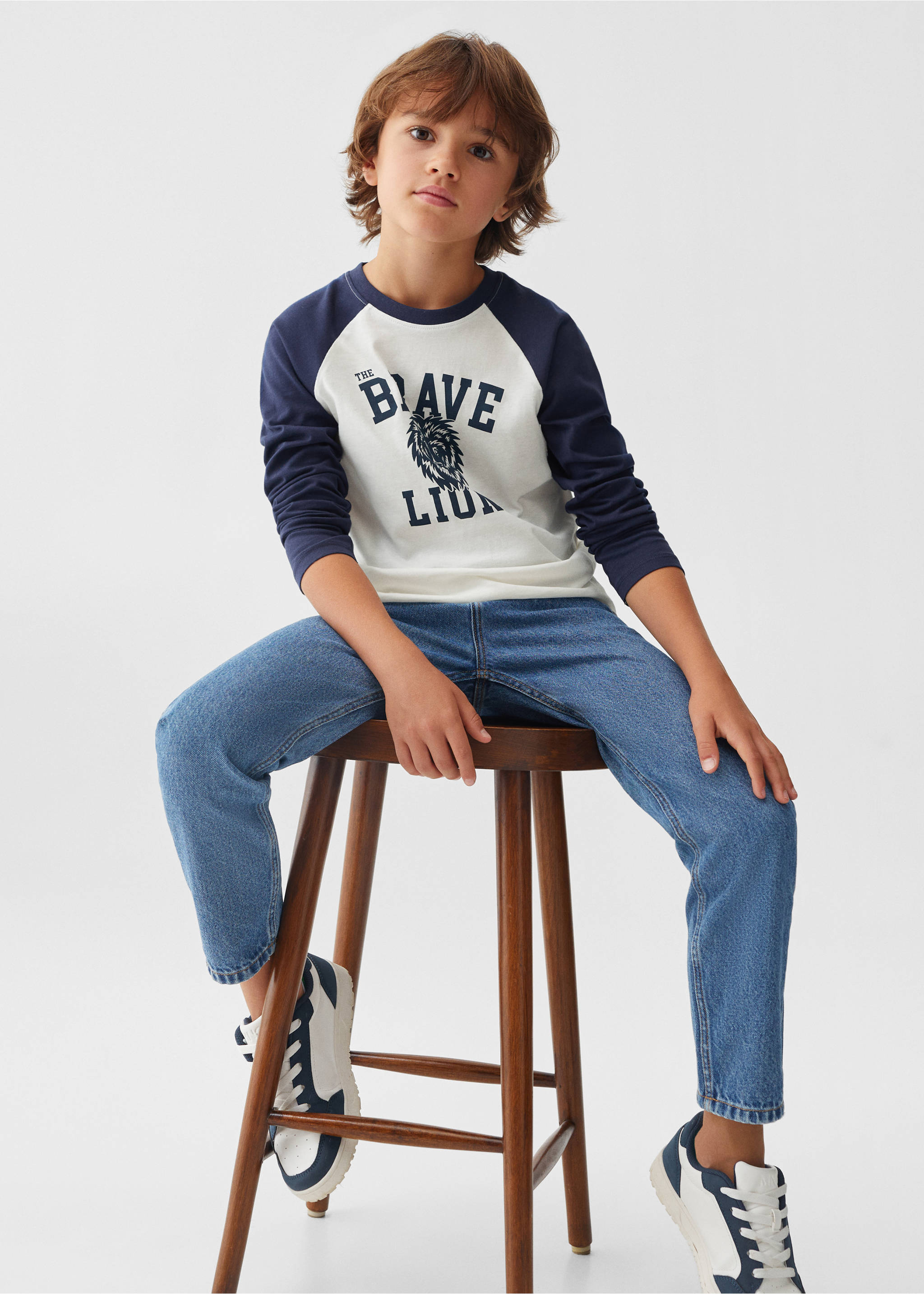 Printed long sleeve t-shirt - Details of the article 2, Dark Navy. Ref: 57075143-00.