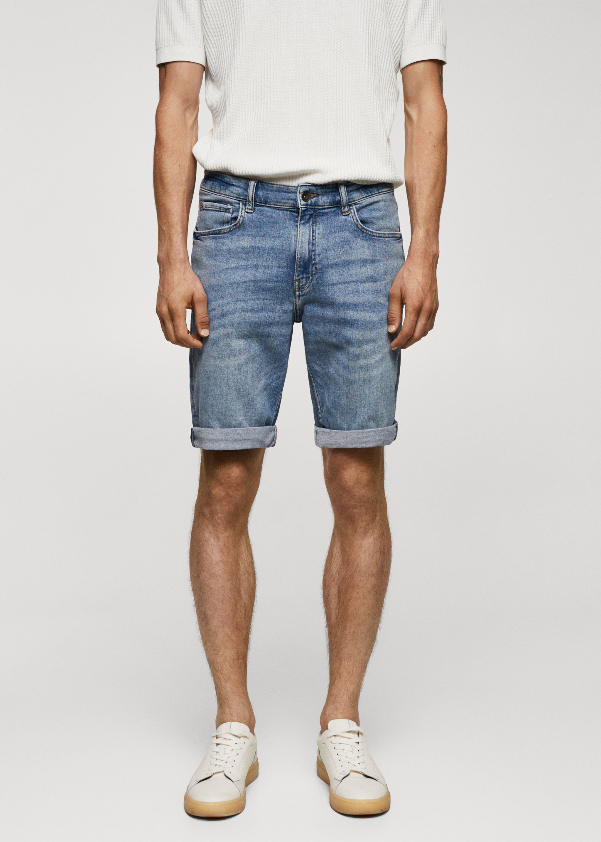 Slim-fit denim bermuda shorts - Medium plane