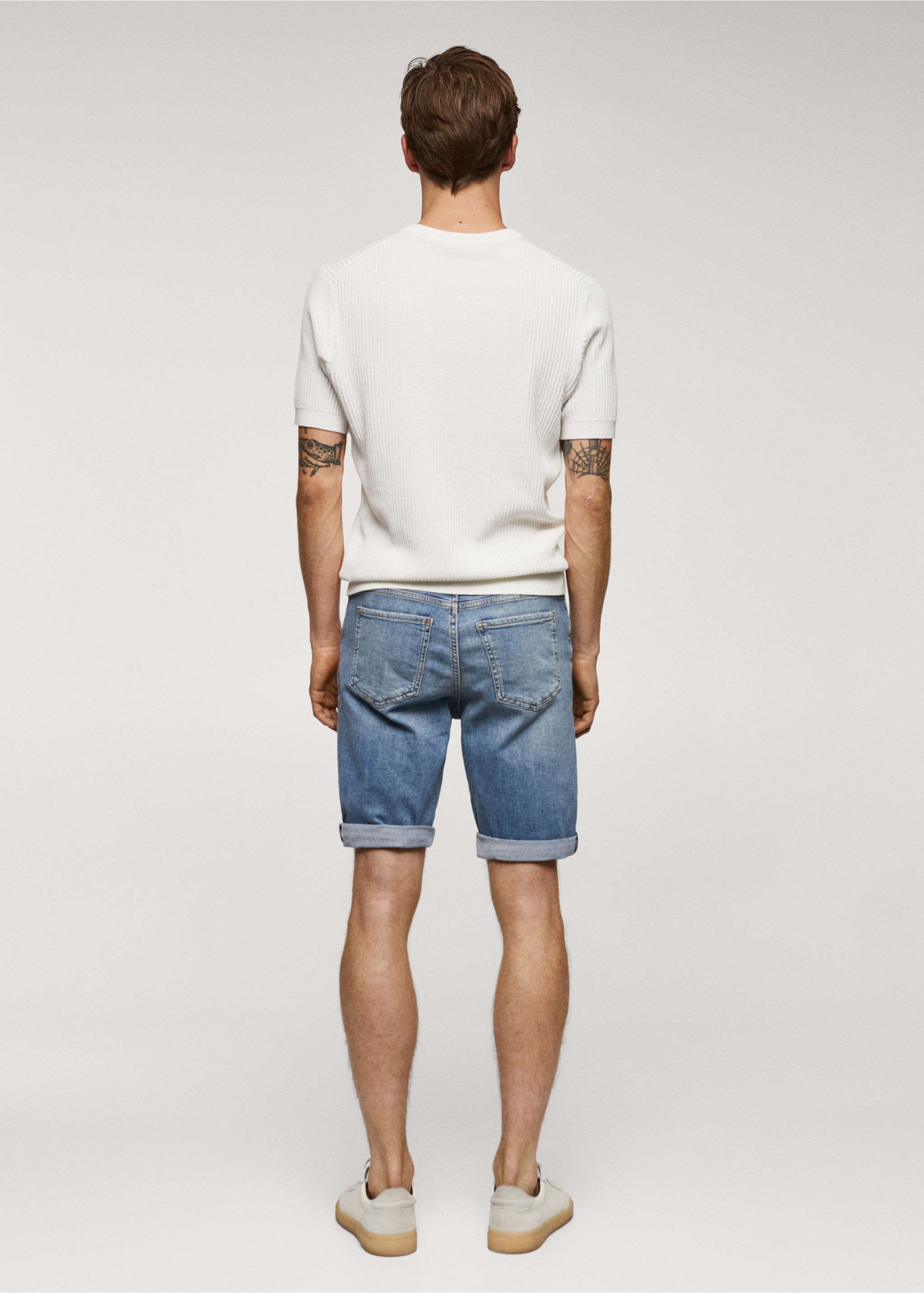 Slim-fit denim bermuda shorts - Reverse of the article