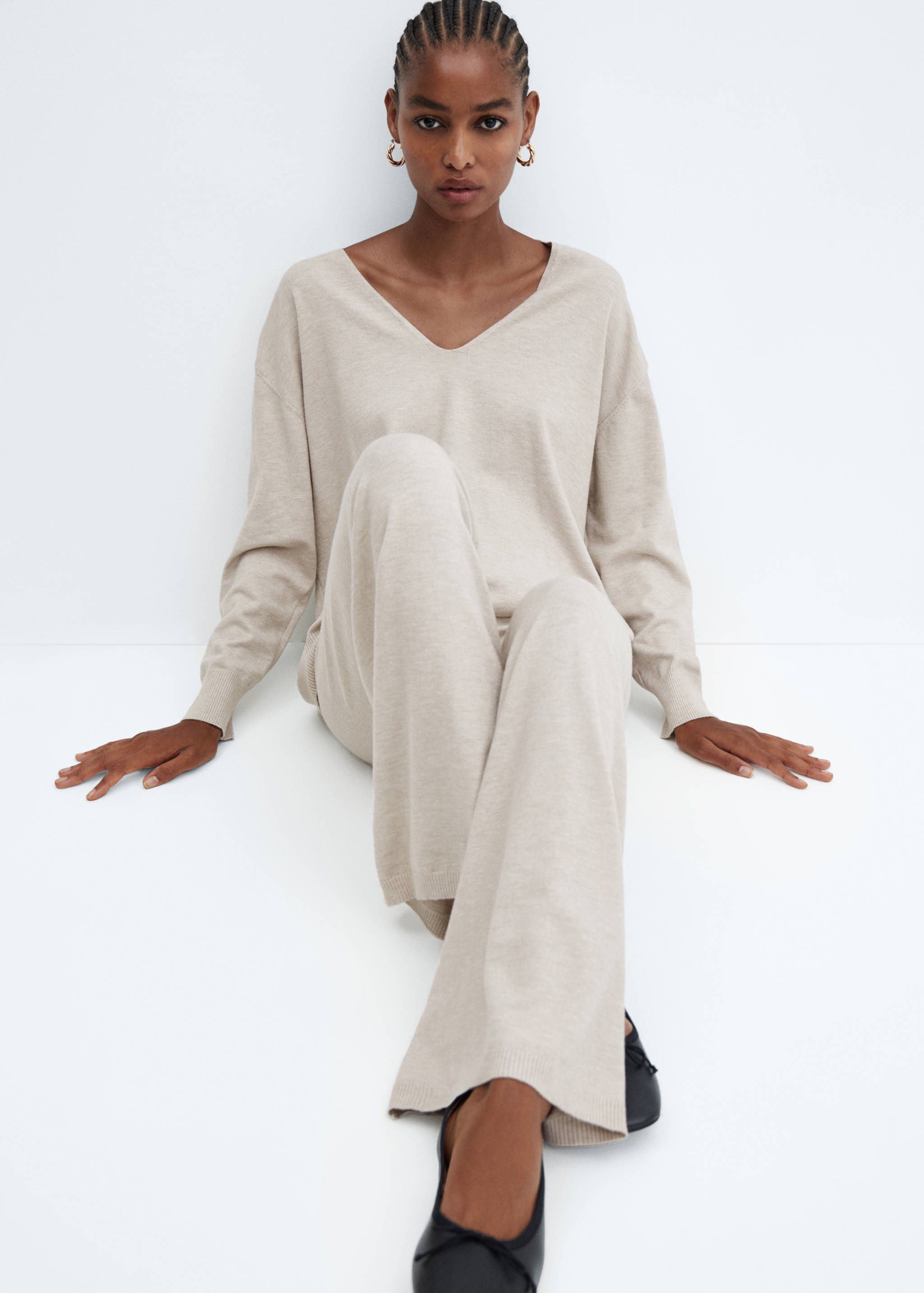 Knitted wide leg trousers - Details of the article 2