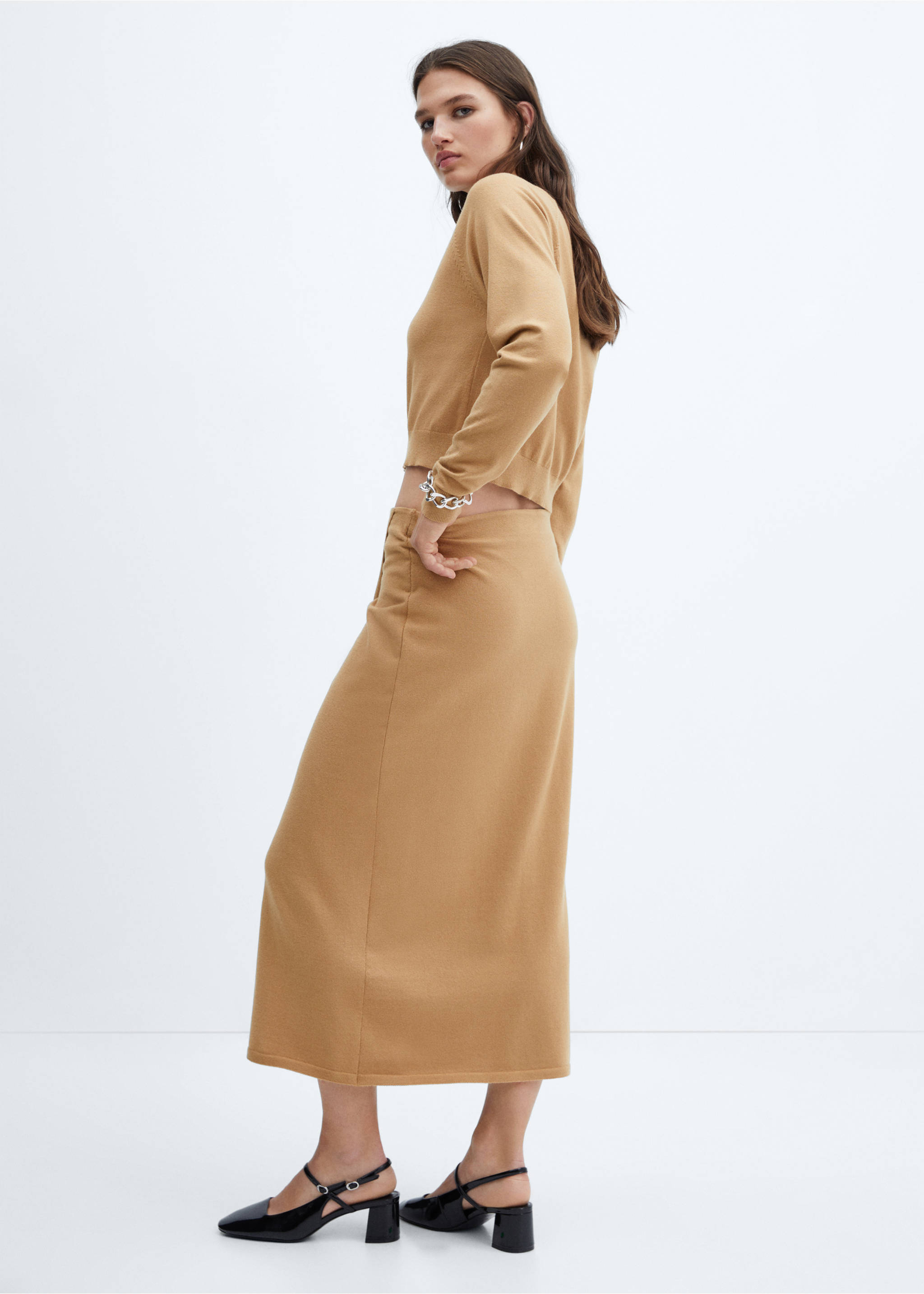 Knit wrap skirt - Reverse of the article, Medium Brown. Ref: 57075794-00.