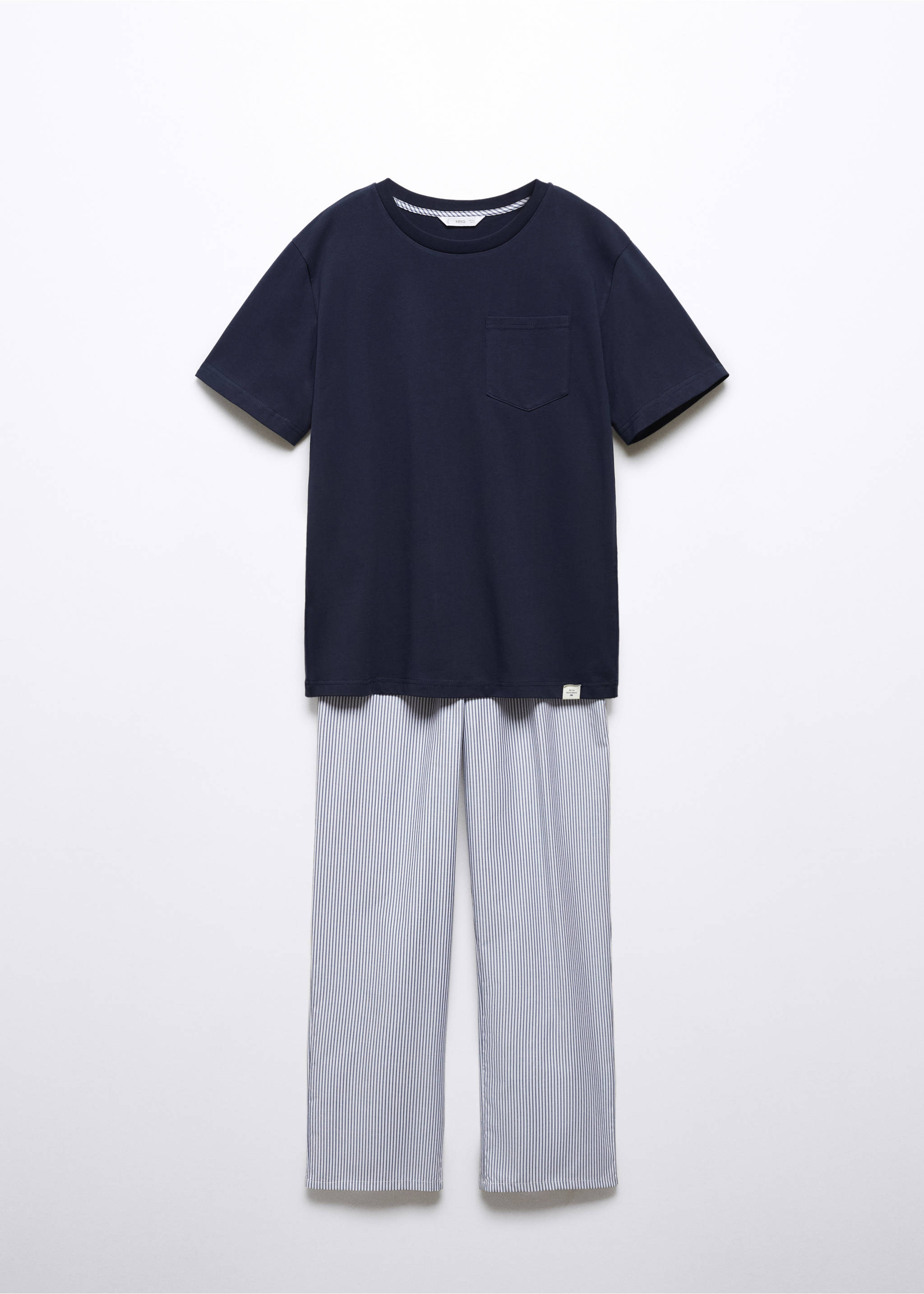 Langer Pyjama mit Streifen - Artikel ohne Model, Dunkles Marineblau. Ref: 57075798-00.