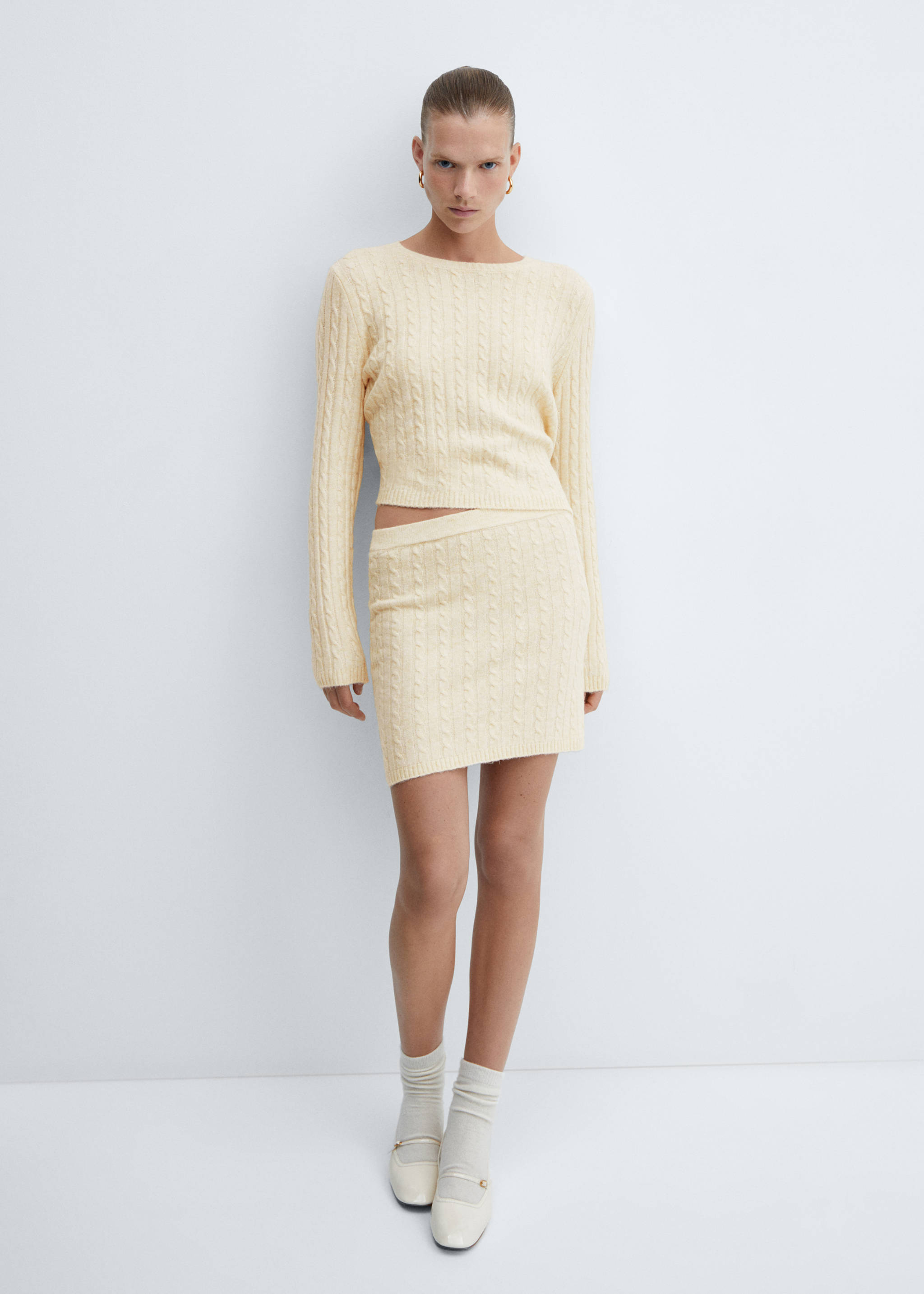 Úpletová mini sukně s copánkovým vzorem - Detail zboží 1