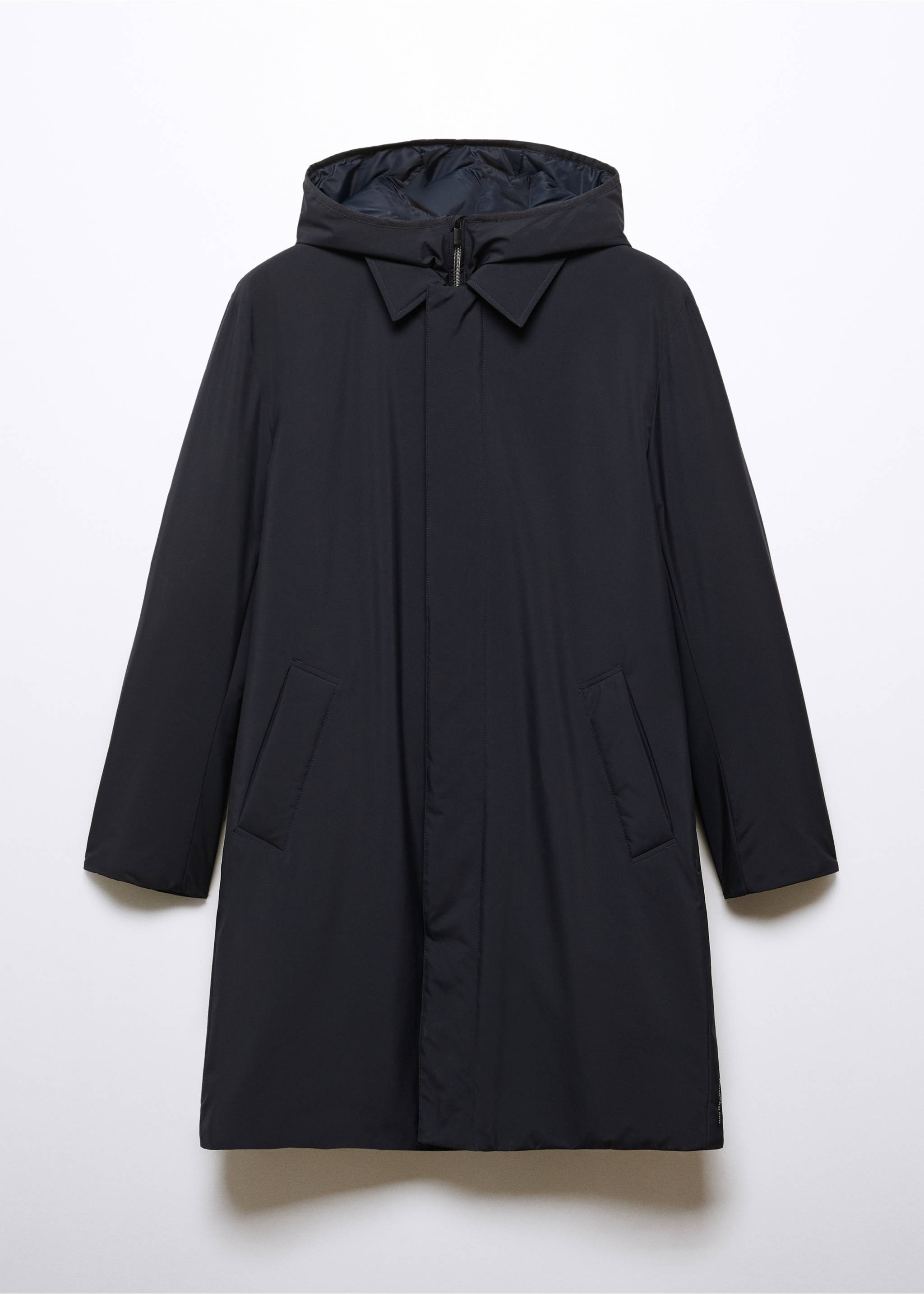 Water-repellent hooded trench coat - Article without model, Navy. Ref: 57075946-00.