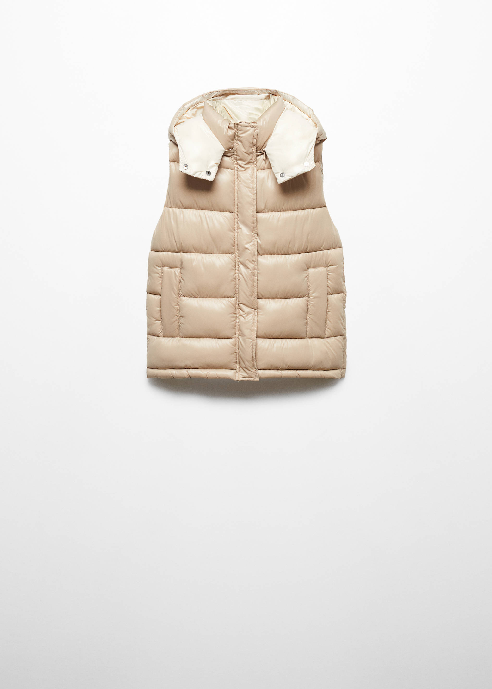 Water-repellent quilted gilet with hood - Article without model