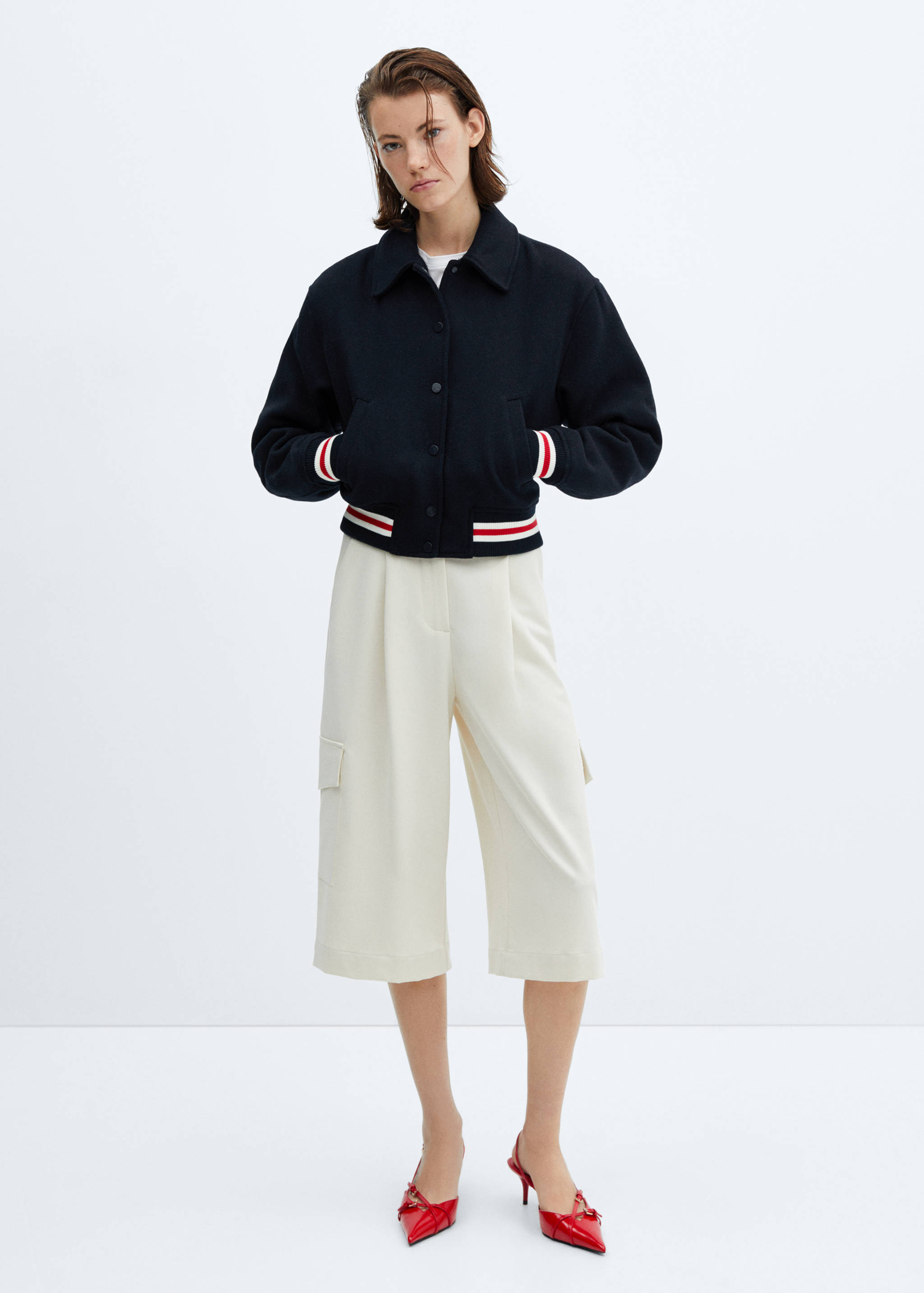 Oversized-Bomberjacke aus Wolle - Allgemeine Ansicht
