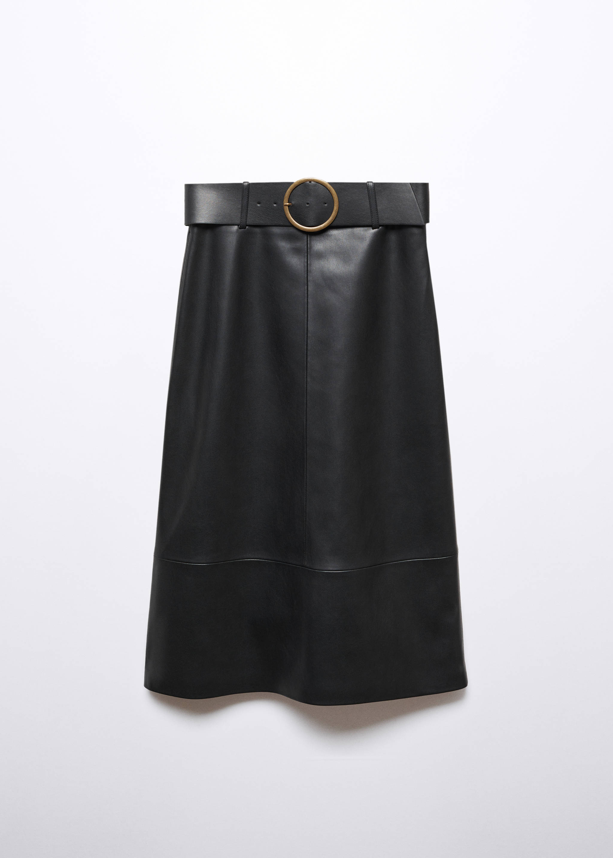 Faux-leather midi-skirt with belt - Women | MANGO OUTLET USA