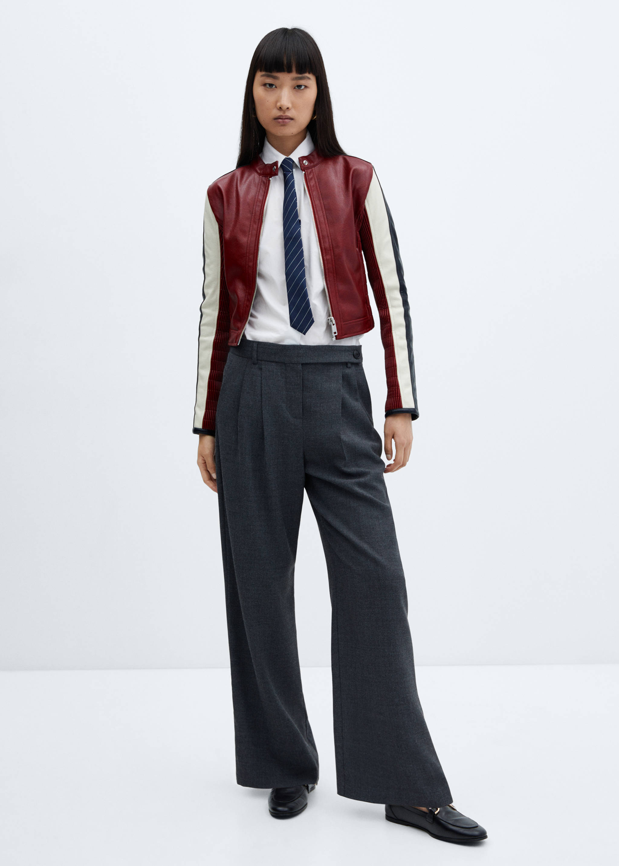 Faux-leather biker jacket - General plane