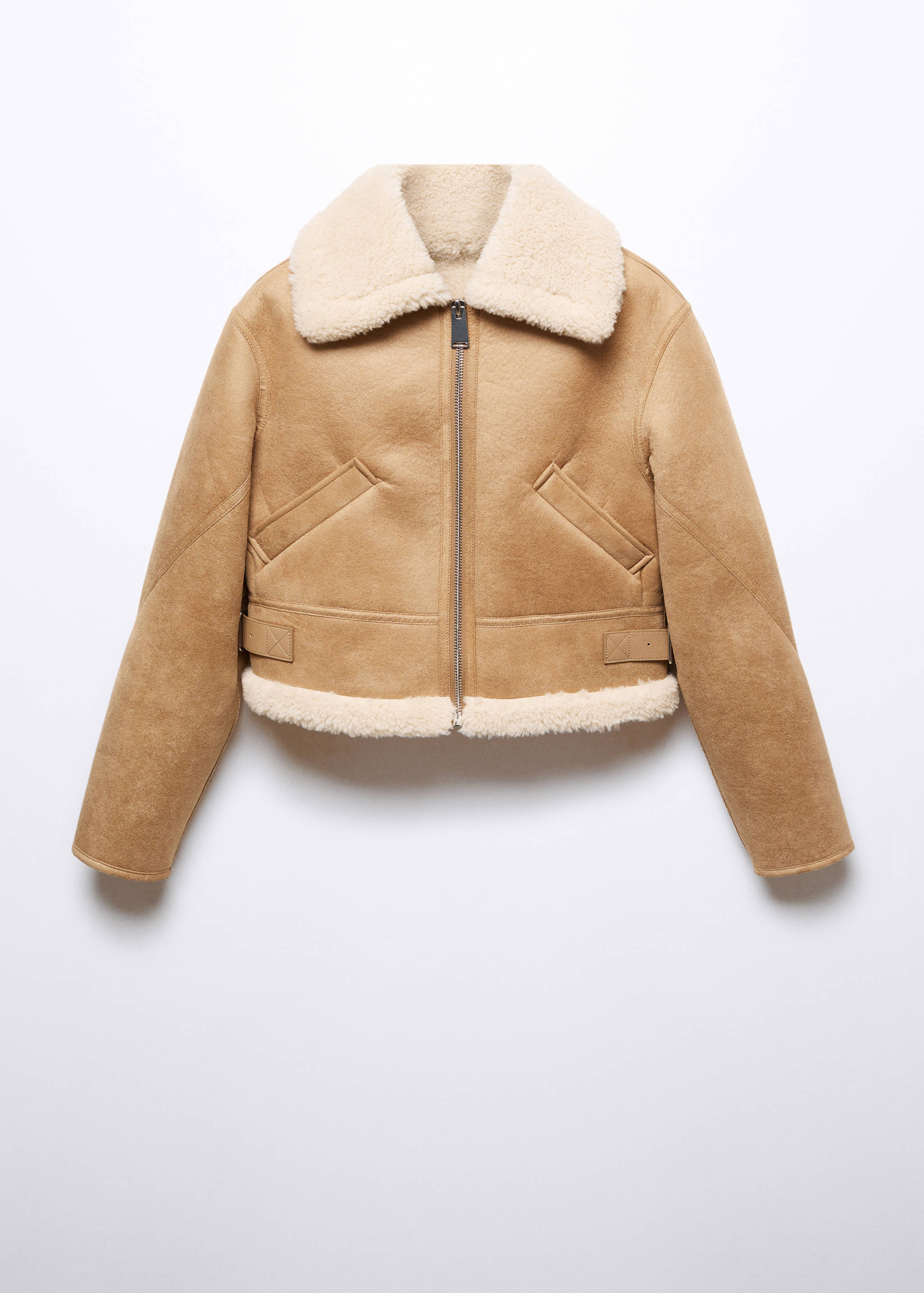Shearling-effect lined short jacket - Article without model