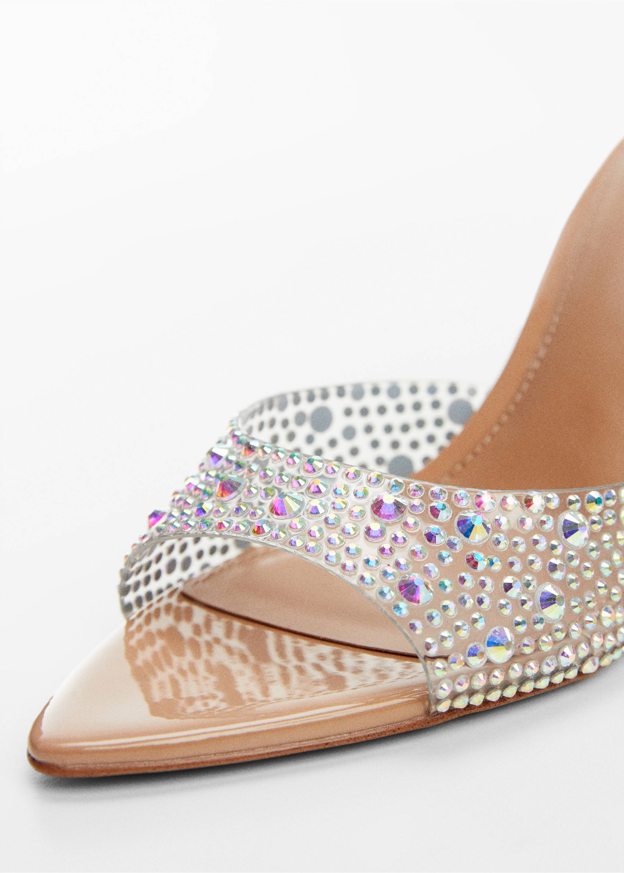 Glitter high-heeled sandals - Details of the article 2, Nude. Ref: 57076008-00.