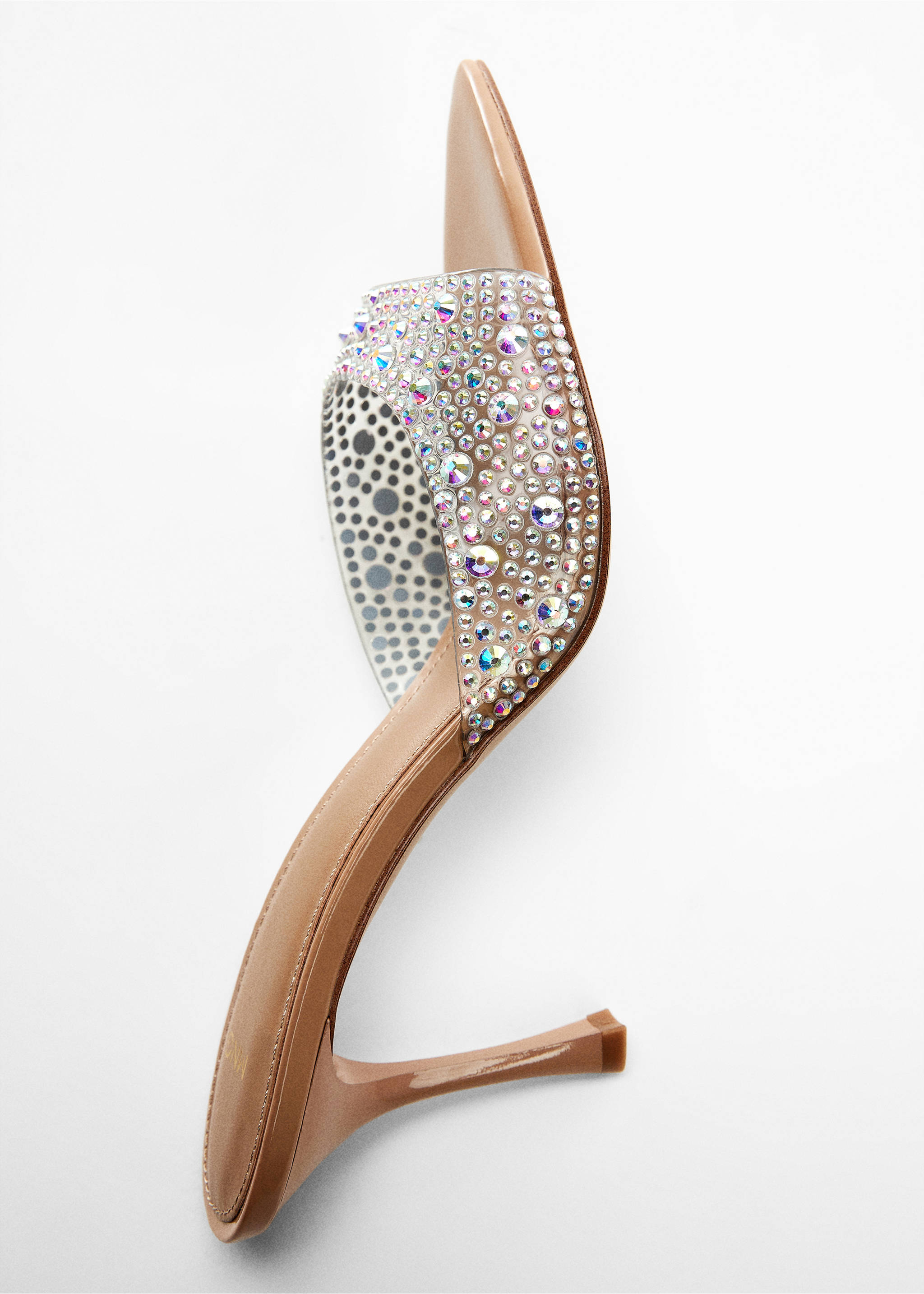 Glitter high-heeled sandals - Details of the article 5, Nude. Ref: 57076008-00.