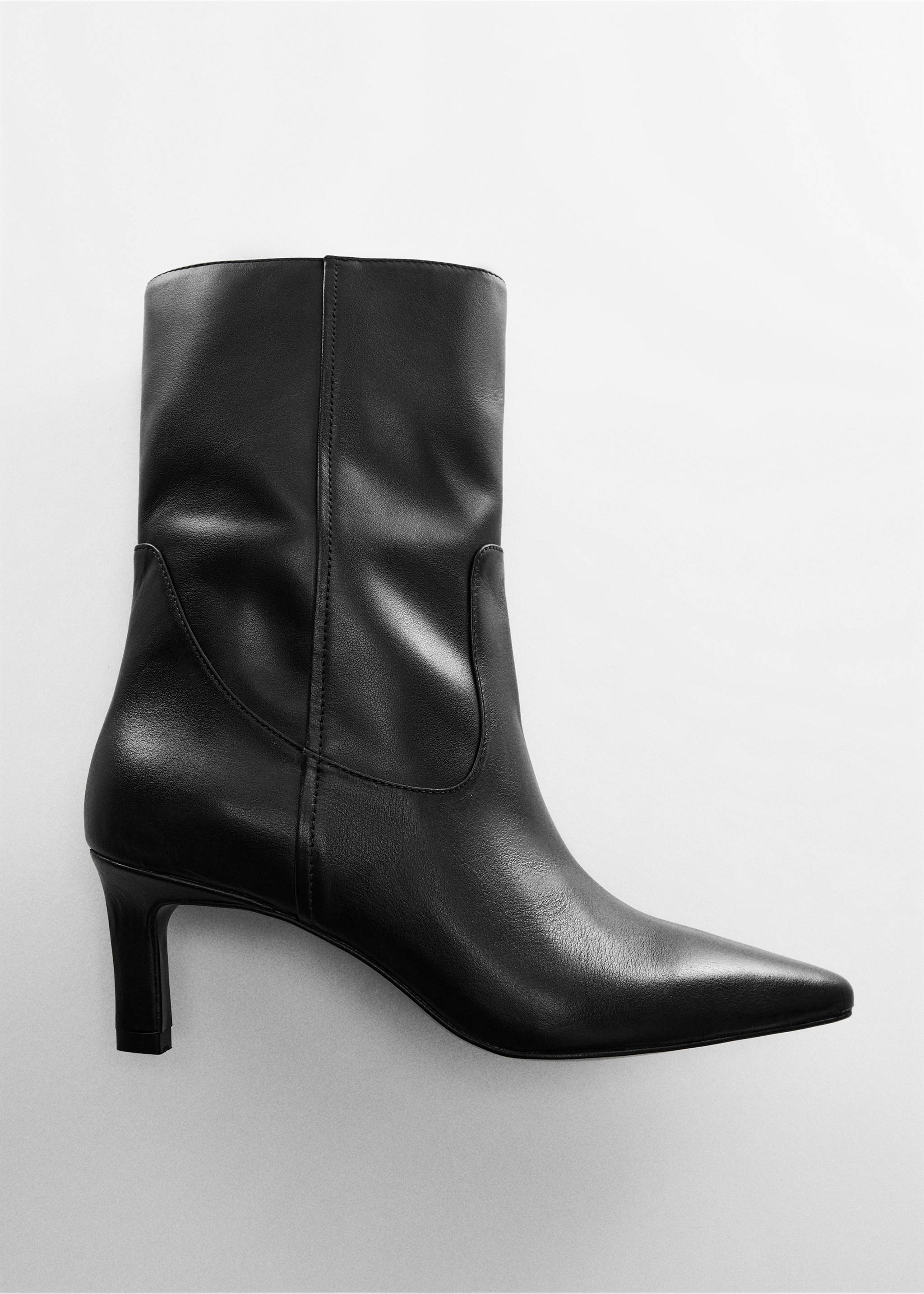 Leather boots with kitten heels - Details of the article 5, Black. Ref: 57076031-00.