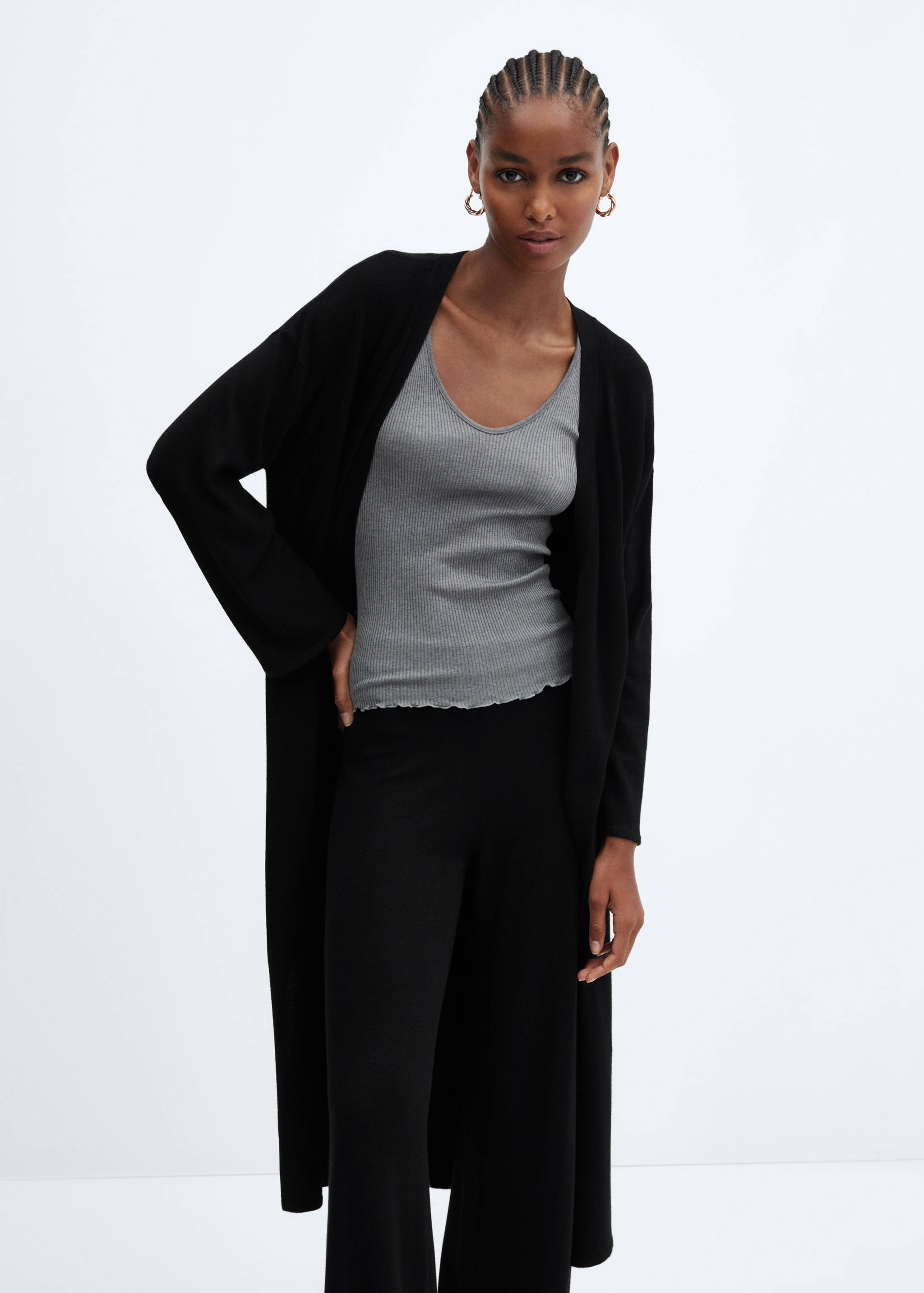 Langer Feinstrickcardigan - Mittlere Ansicht