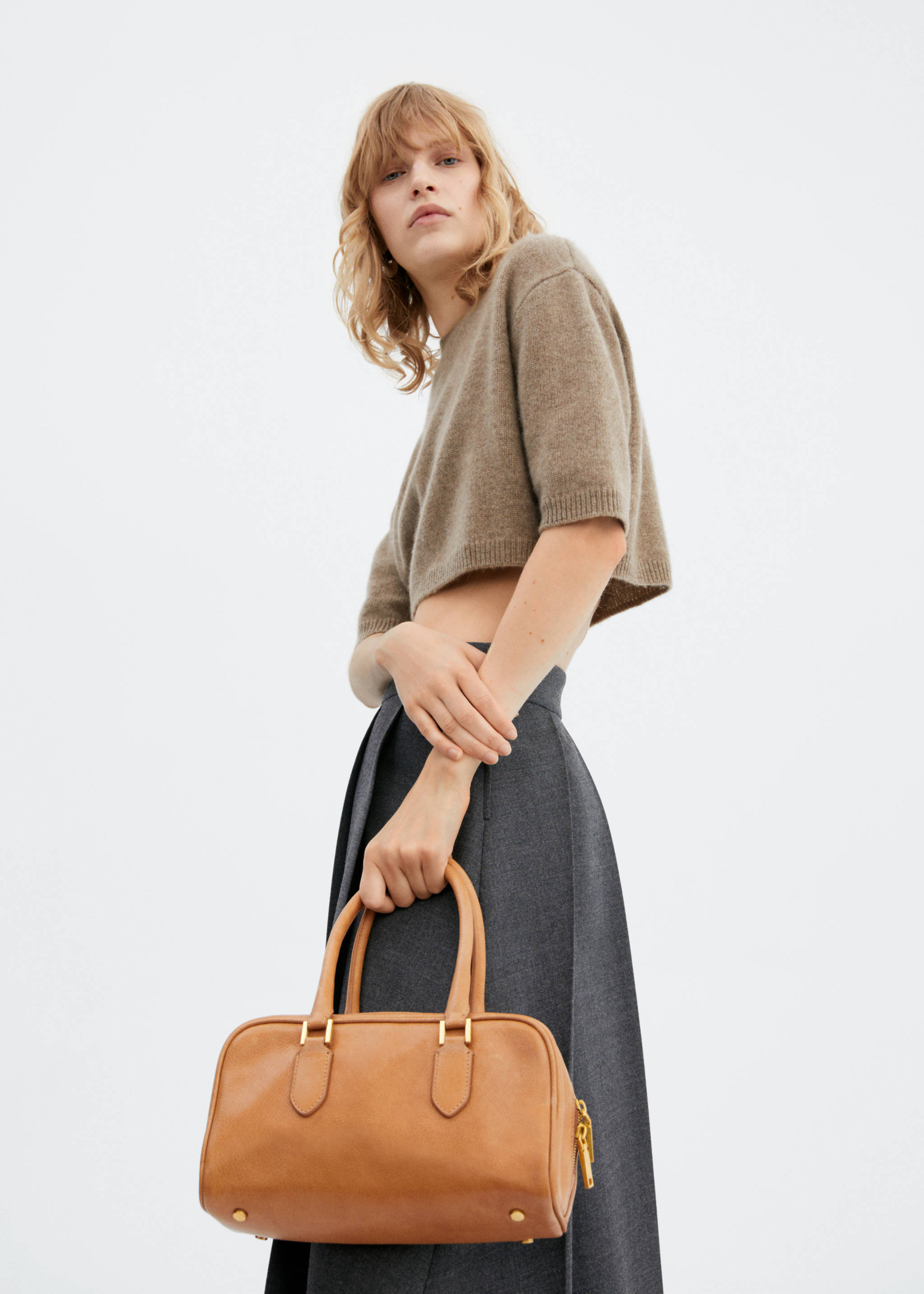 Rectangular leather handbag - General plane