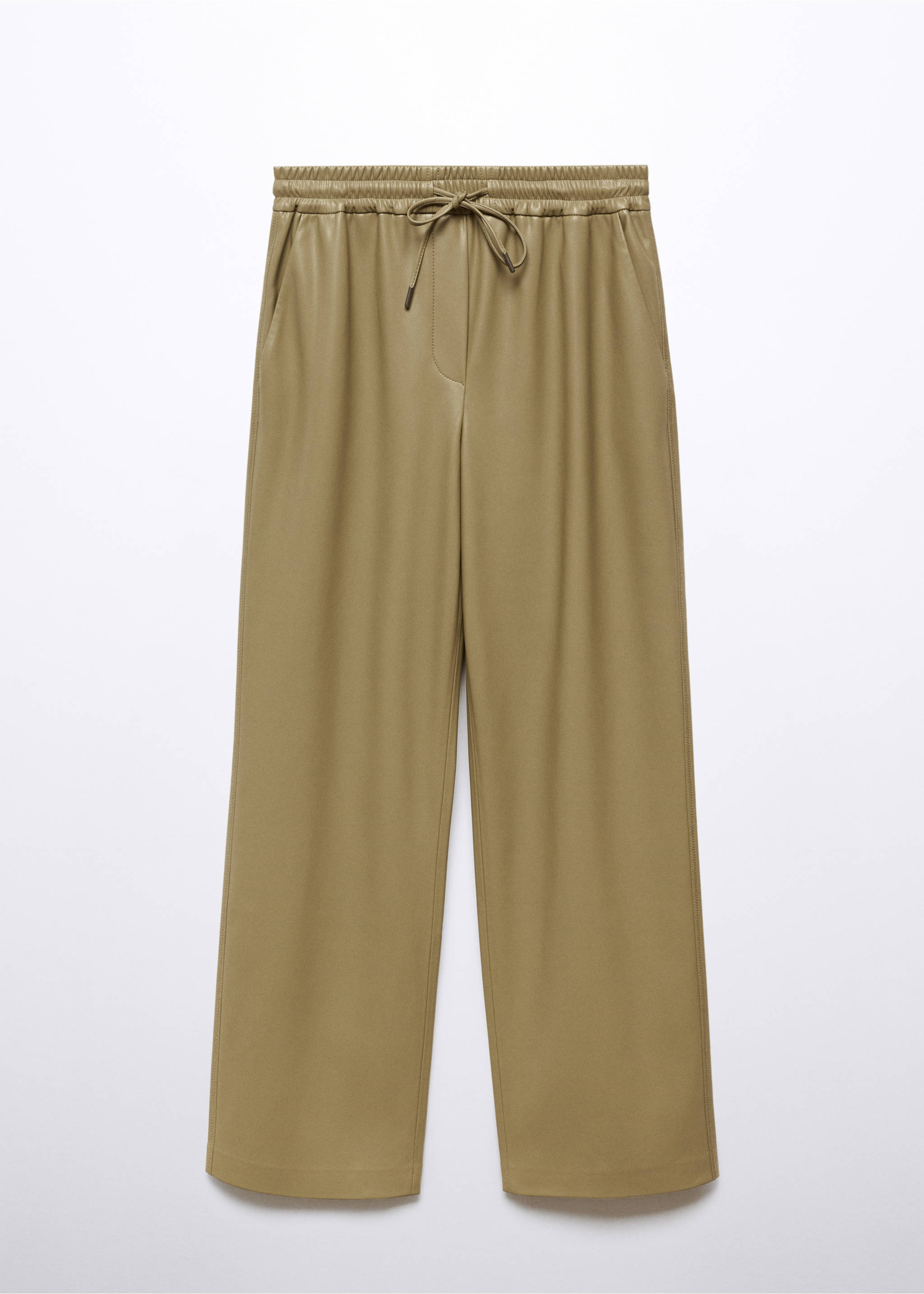 Faux-leather trousers with elastic waist - Article without model, Green. Ref: 57076712-00.