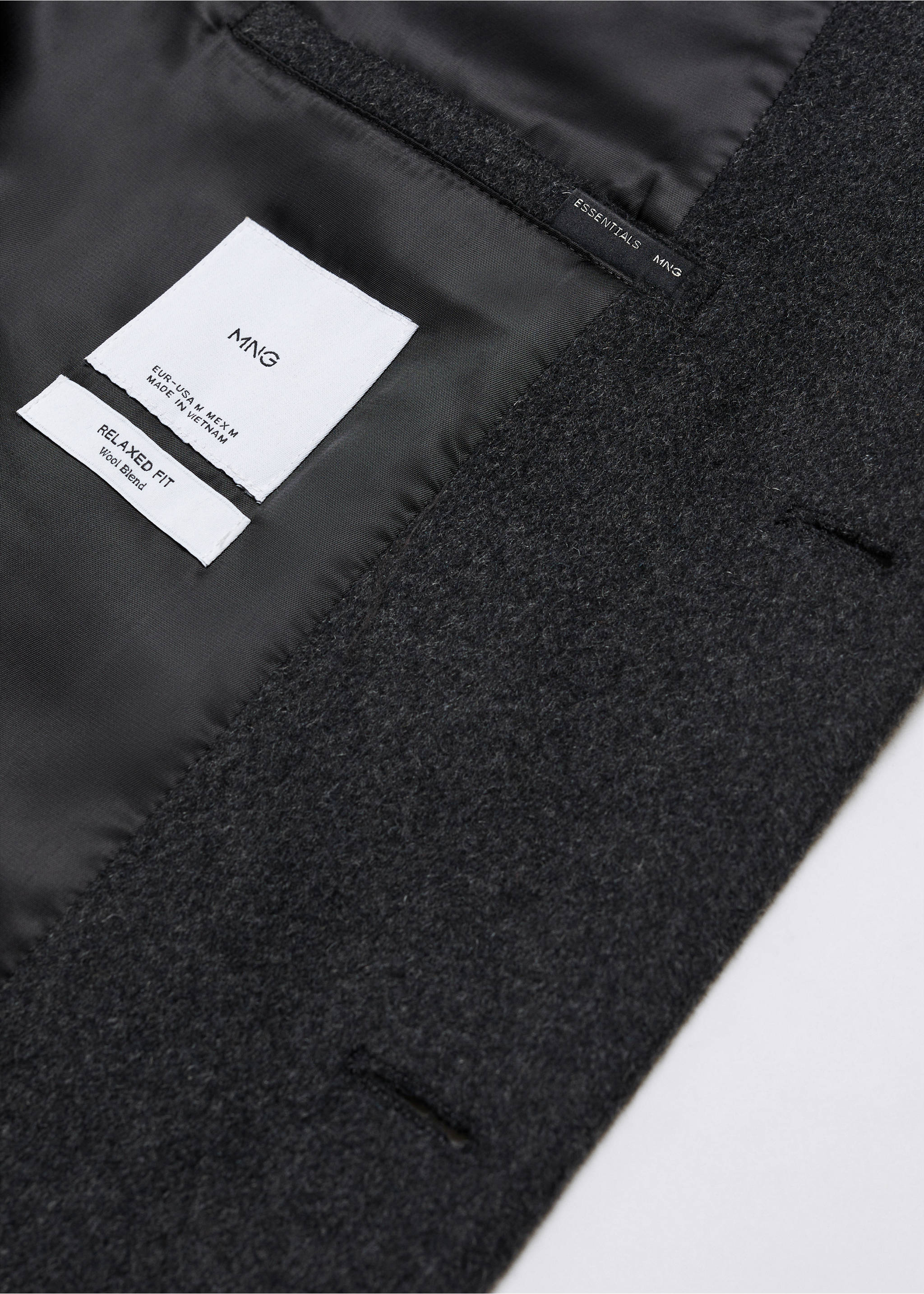 Recycled woollen coat - Details of the article 8, Grey. Ref: 57077702-00.