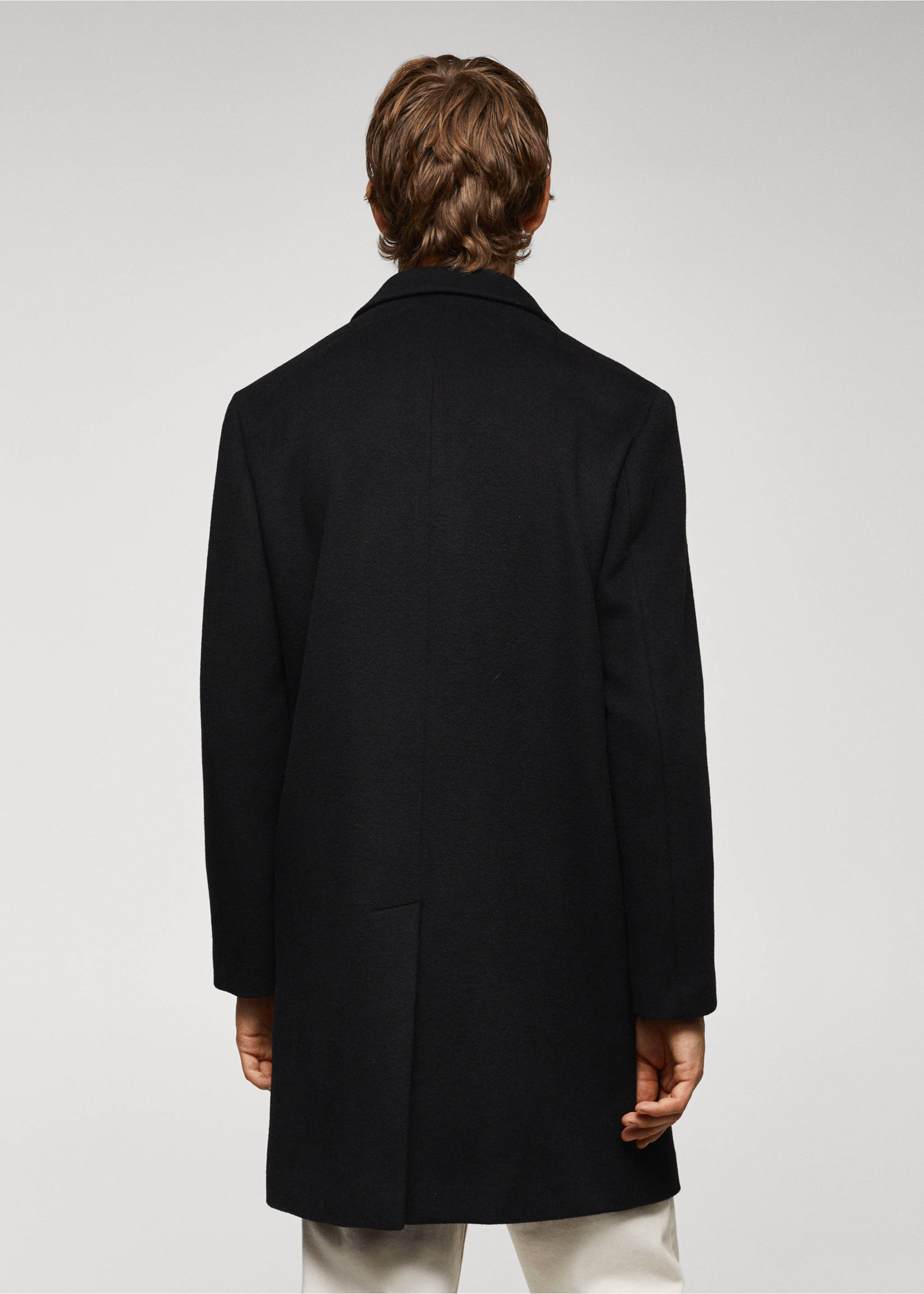 Recycled woollen coat - Reverse of the article, Black. Ref: 57077702-00.