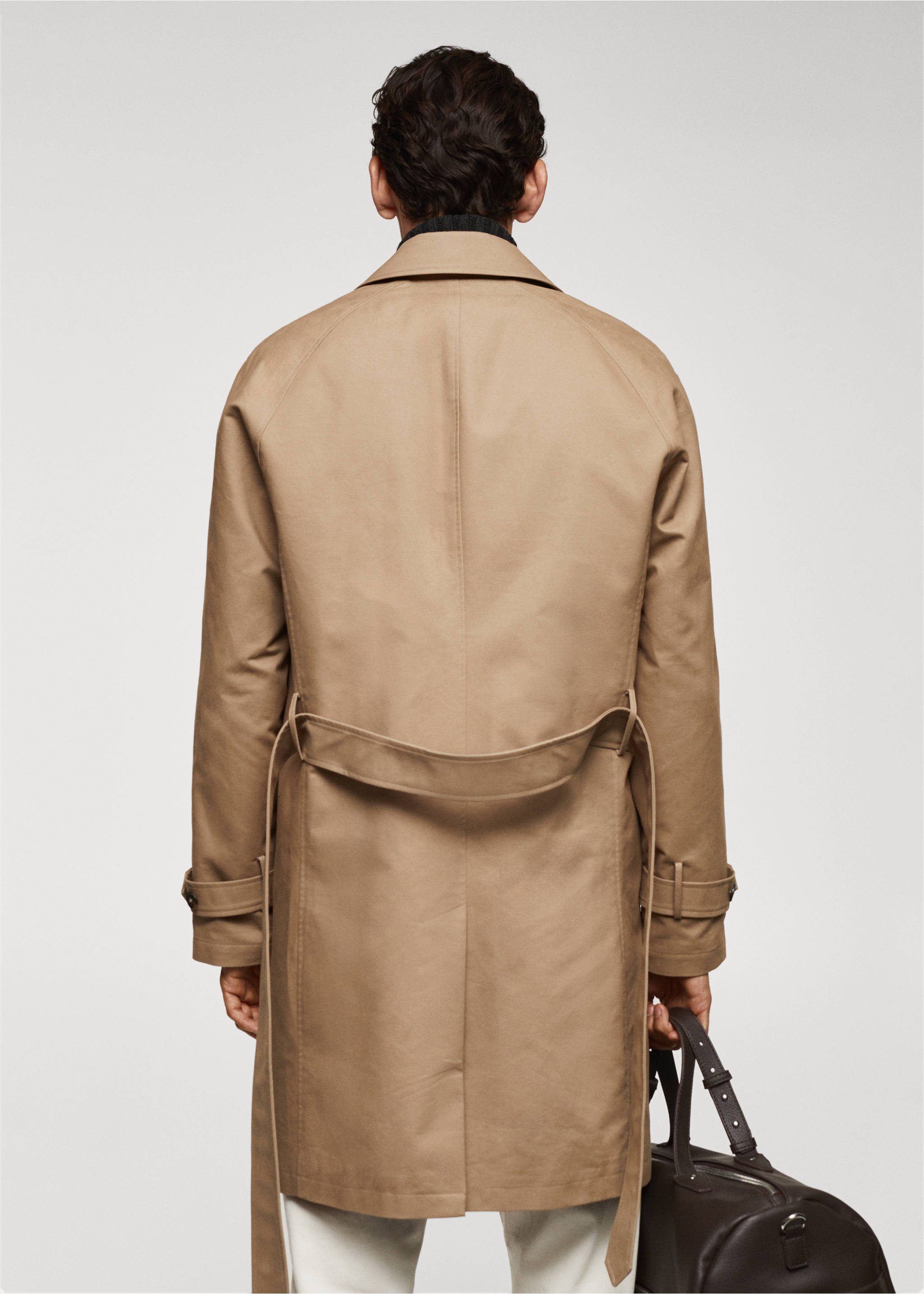 Water-repellent quilted trench coat - Reverse of the article, Medium Brown. Ref: 57077703-00.