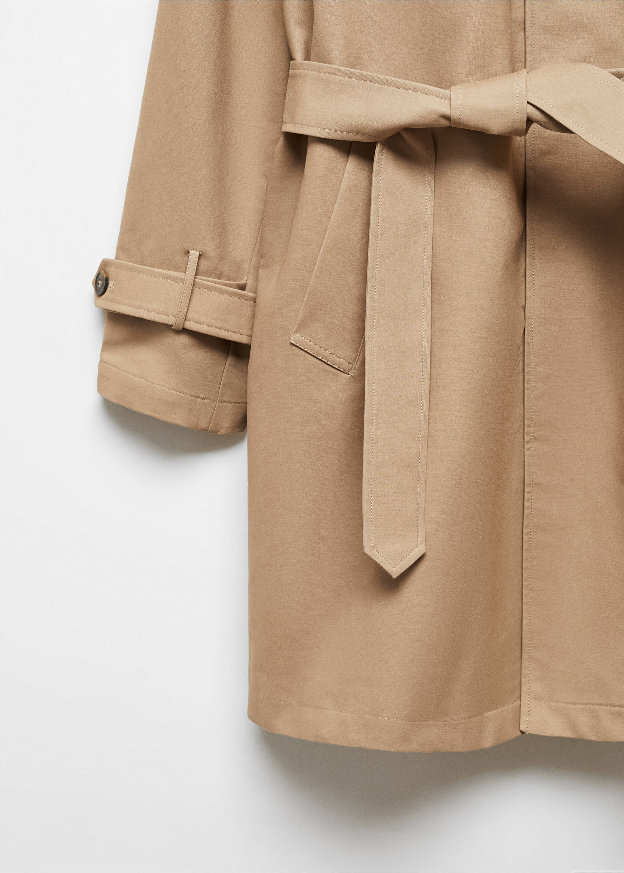 Water-repellent quilted trench coat - Details of the article 8, Medium Brown. Ref: 57077703-00.