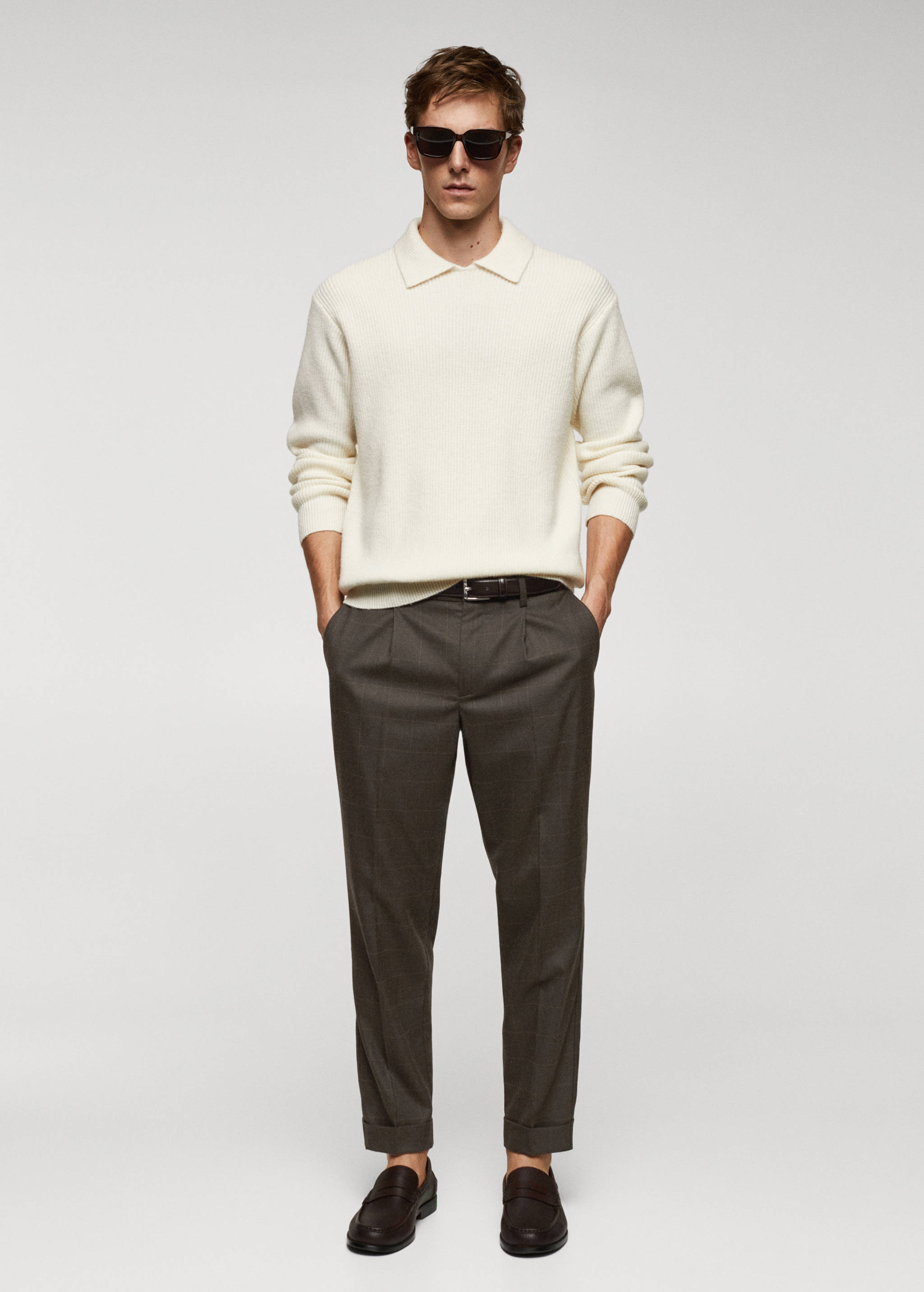 Slim-fit check-print pants - General plane