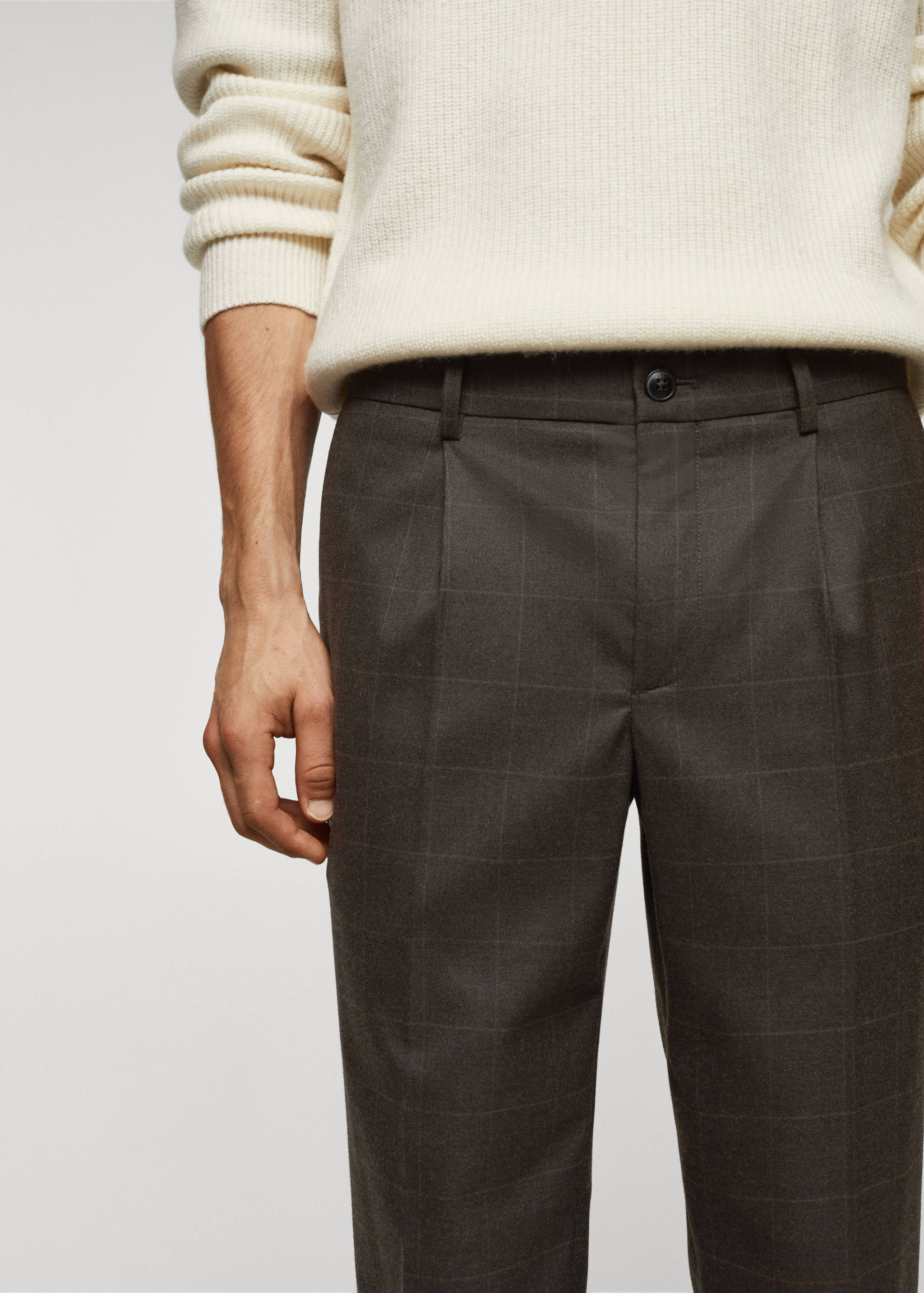 Slim-fit check-print pants - Details of the article 1