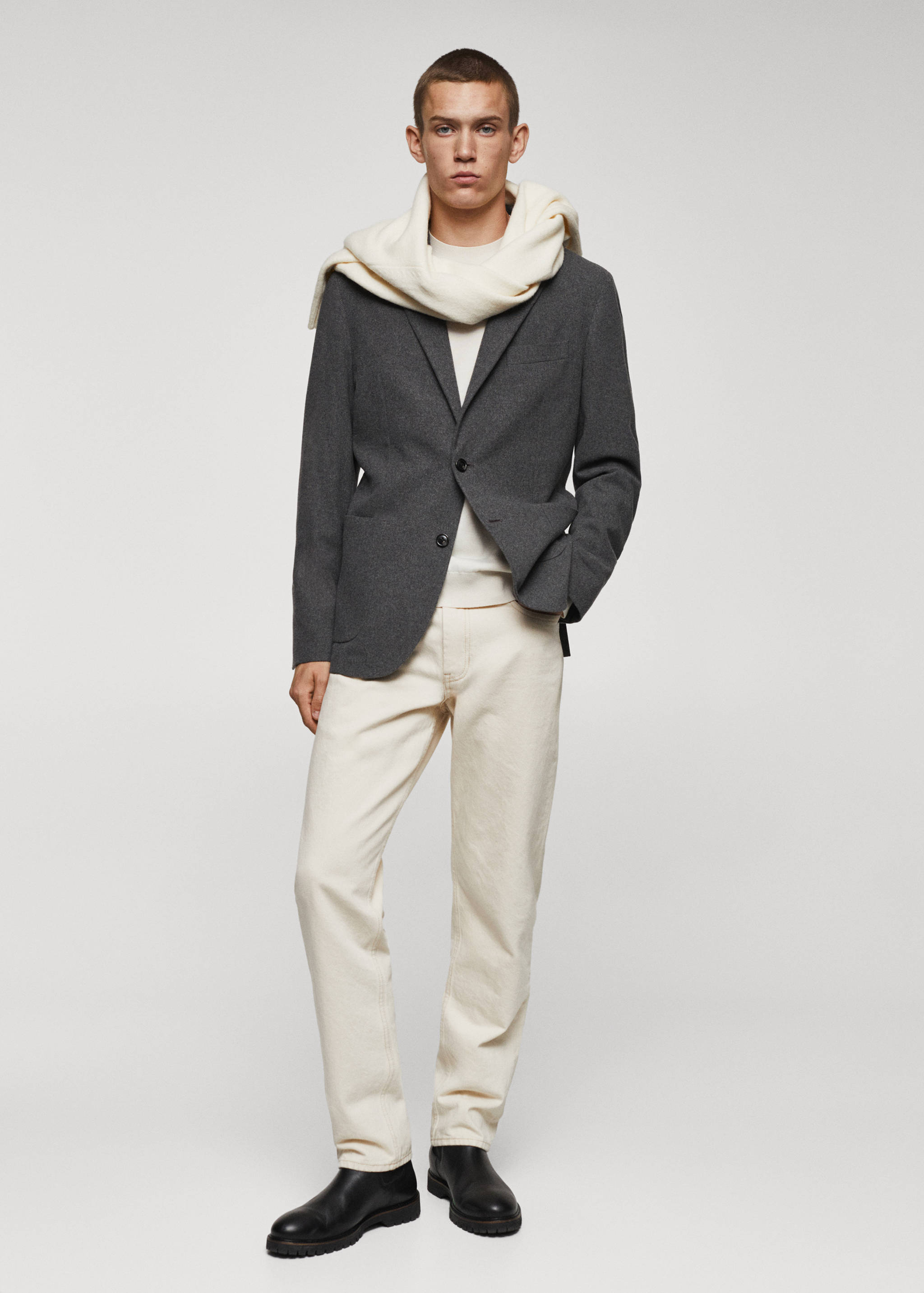 Slim fit flecked wool blazer - General plane