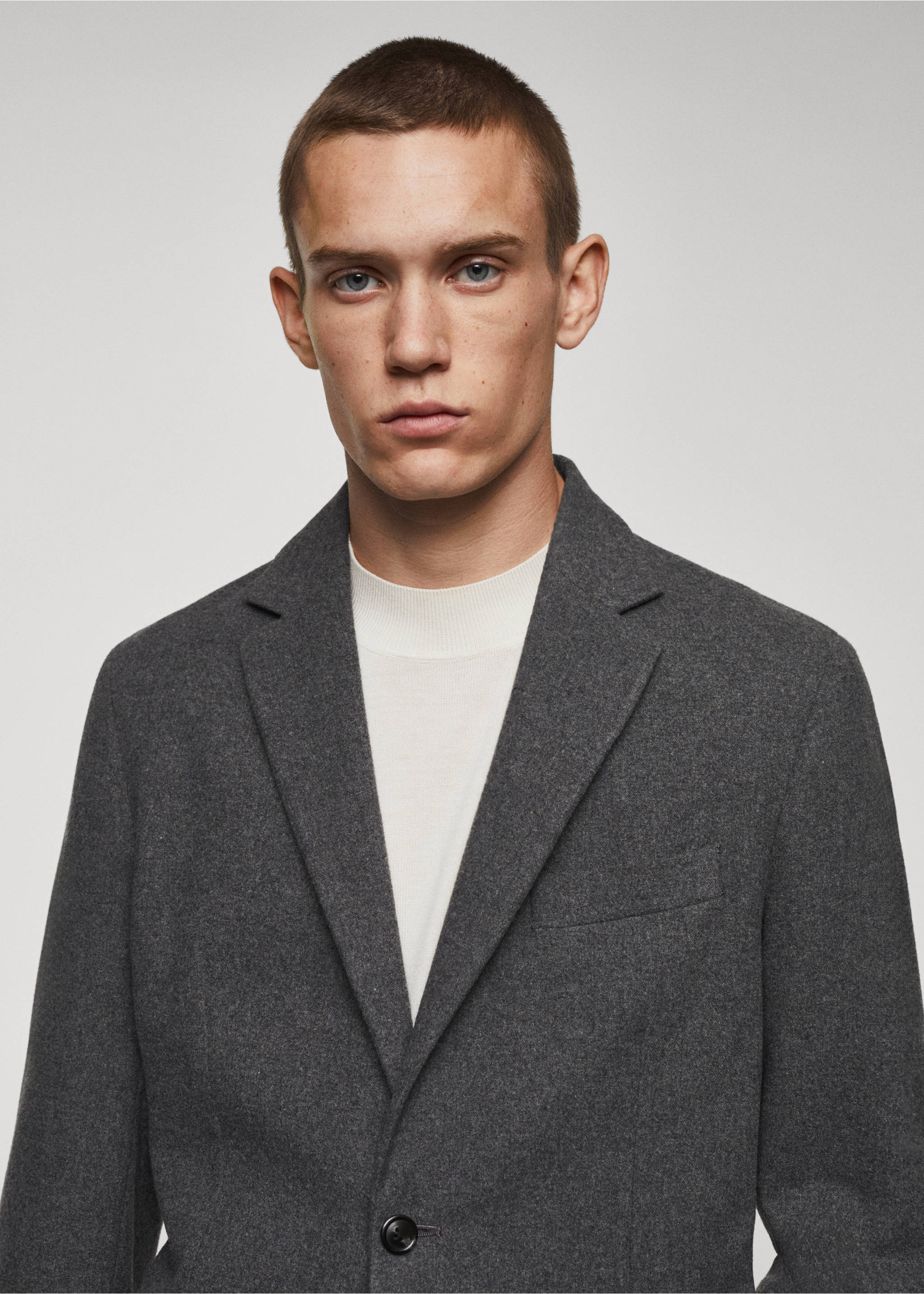 Slim fit flecked wool blazer - Details of the article 1, Grey. Ref: 57077707-00.