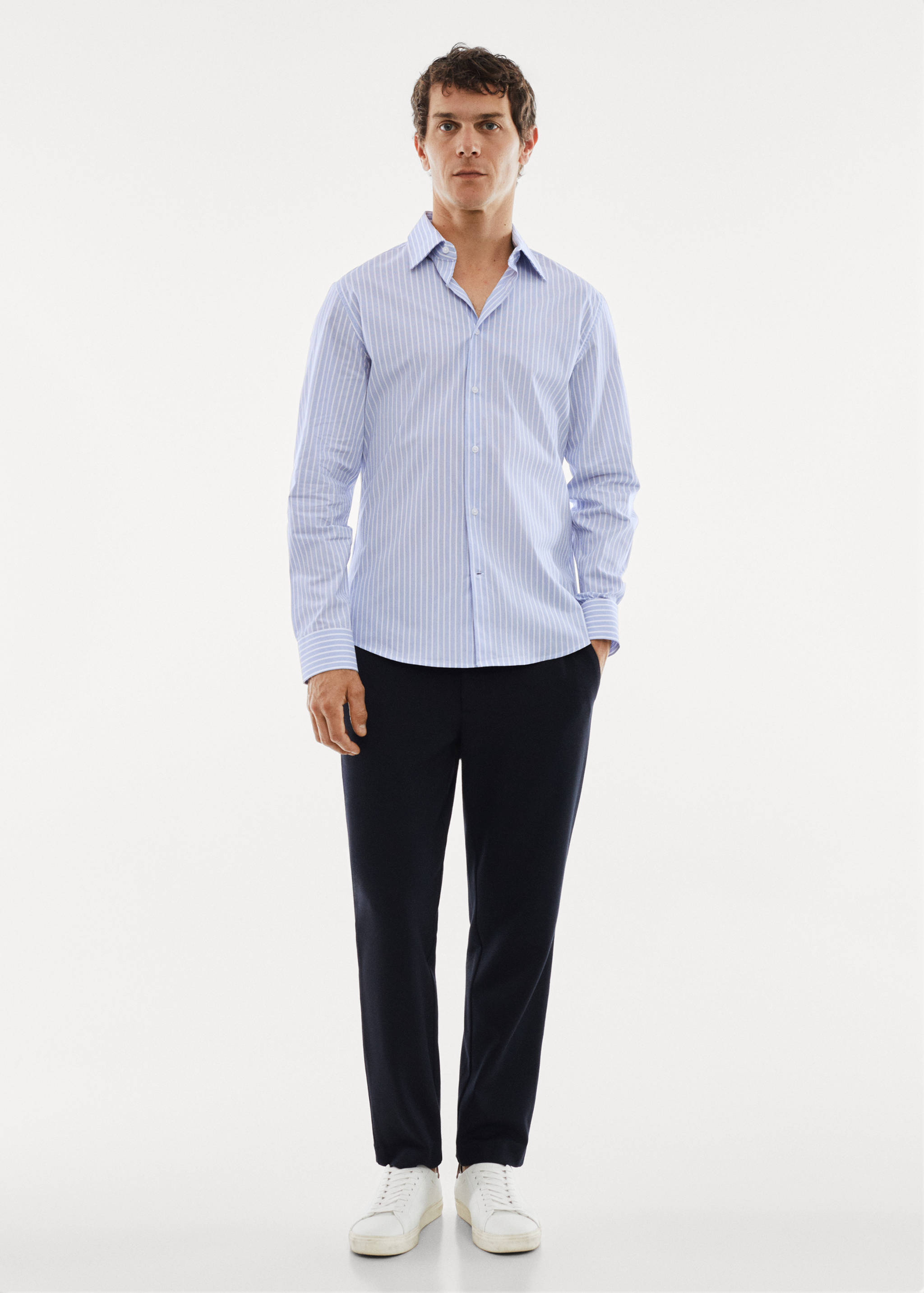 Stretch-fabric slim-fit striped shirt - General plane