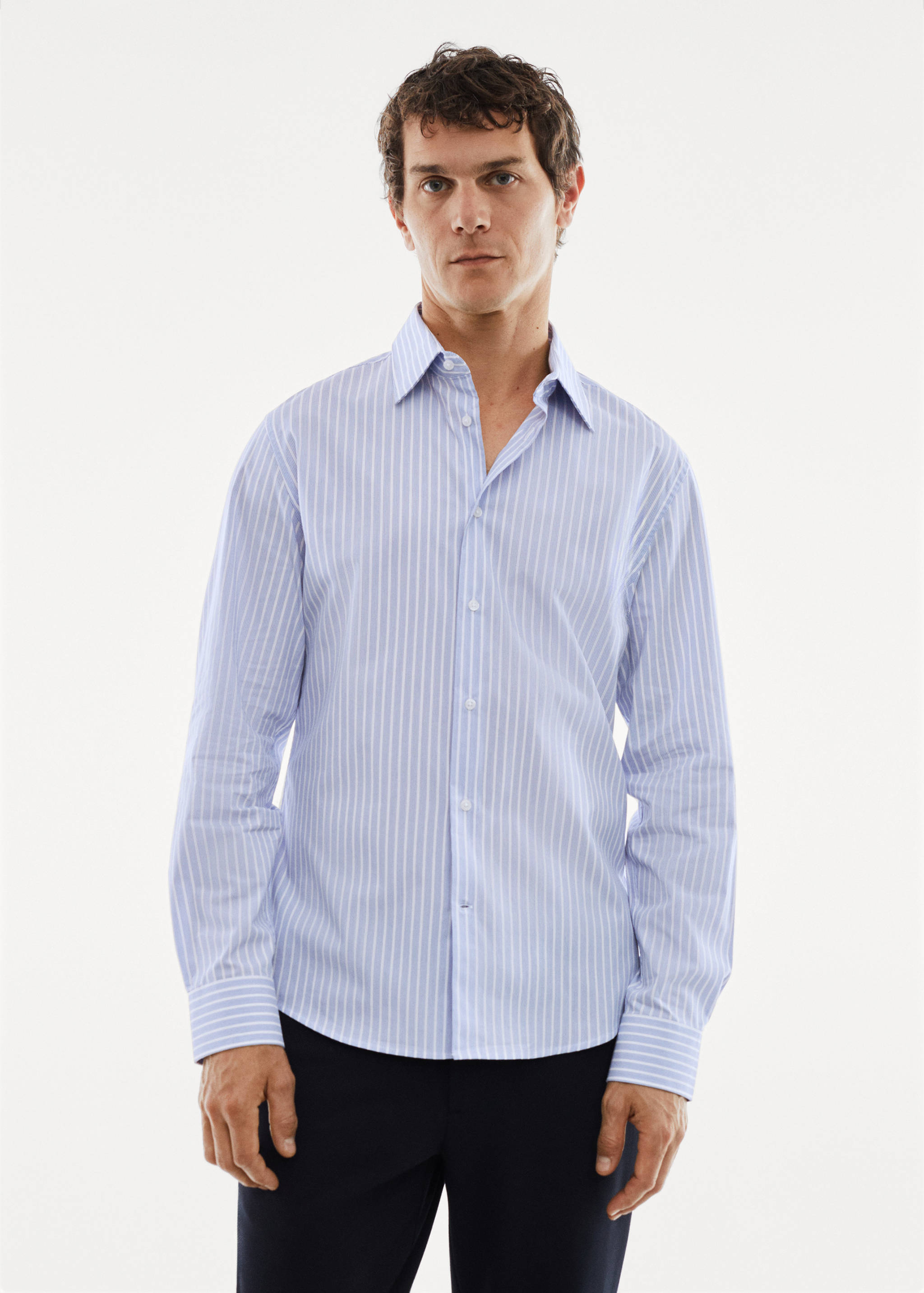 Stretch-fabric slim-fit striped shirt - Medium plane