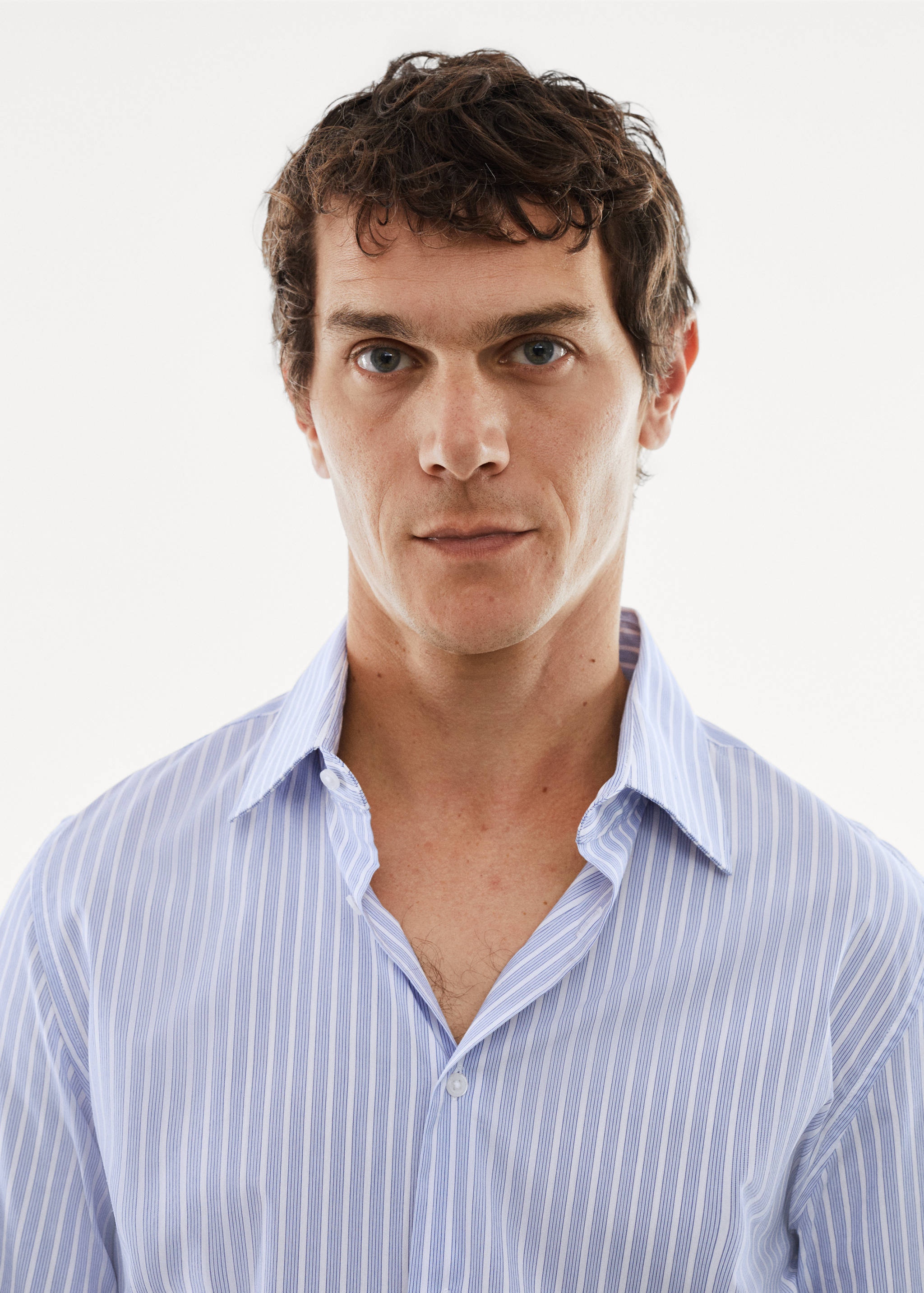 Stretch-fabric slim-fit striped shirt - Details of the article 1