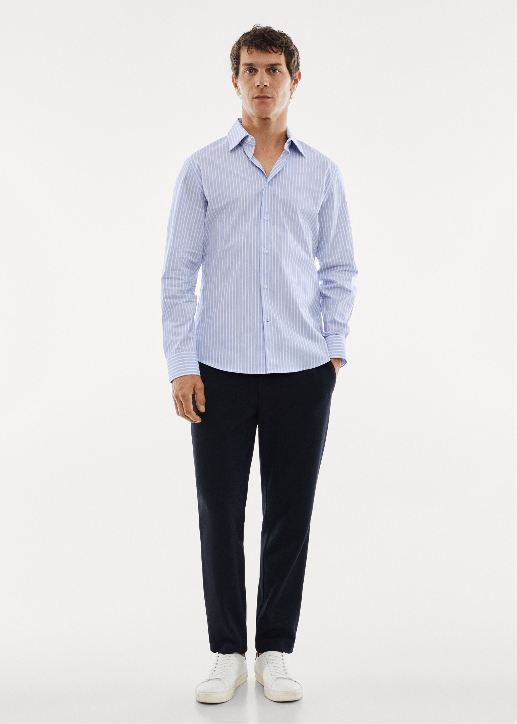 Camisa slim fit ratlles teixit strech - Pla general