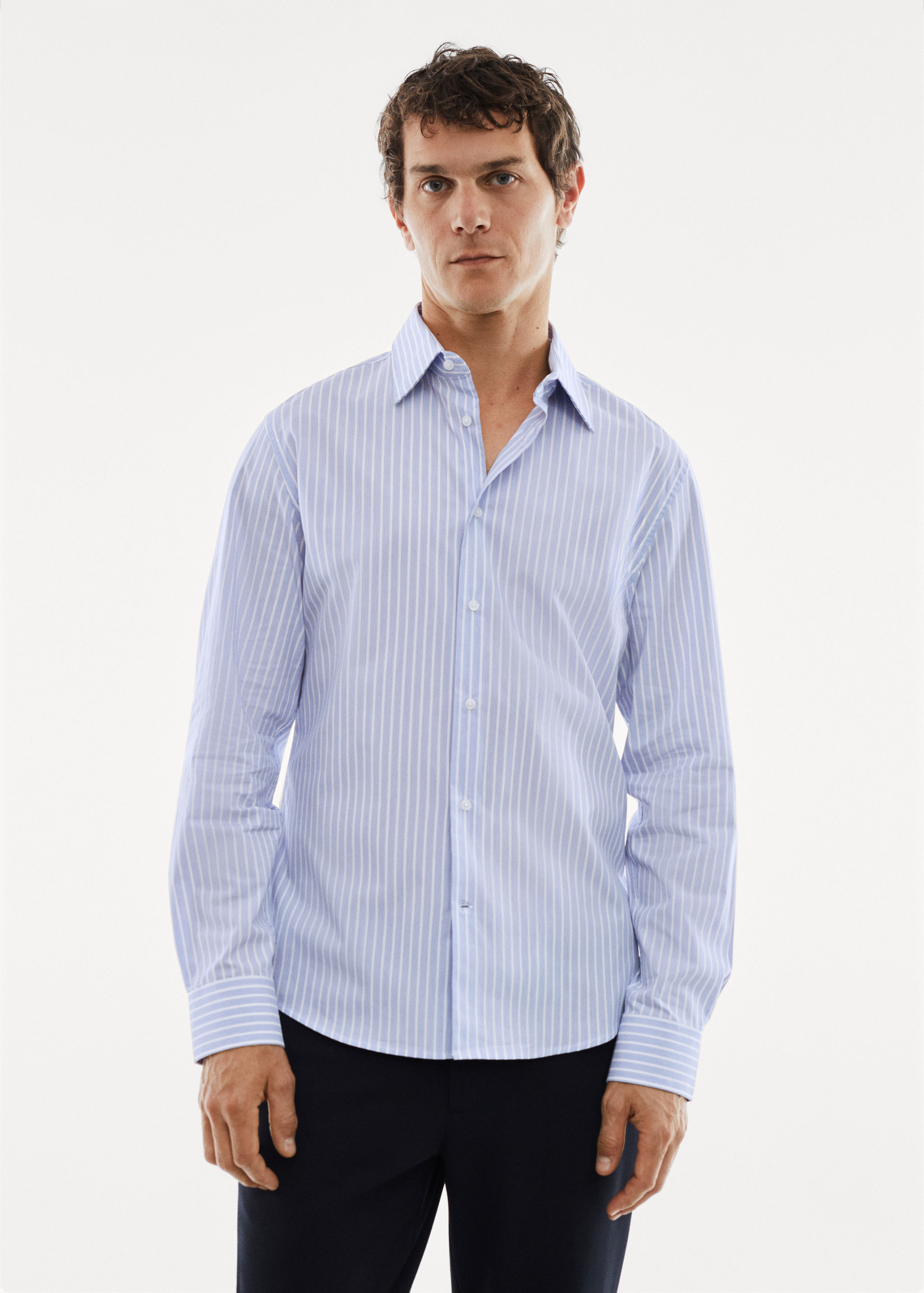 Camisa slim fit ratlles teixit strech - Pla mig