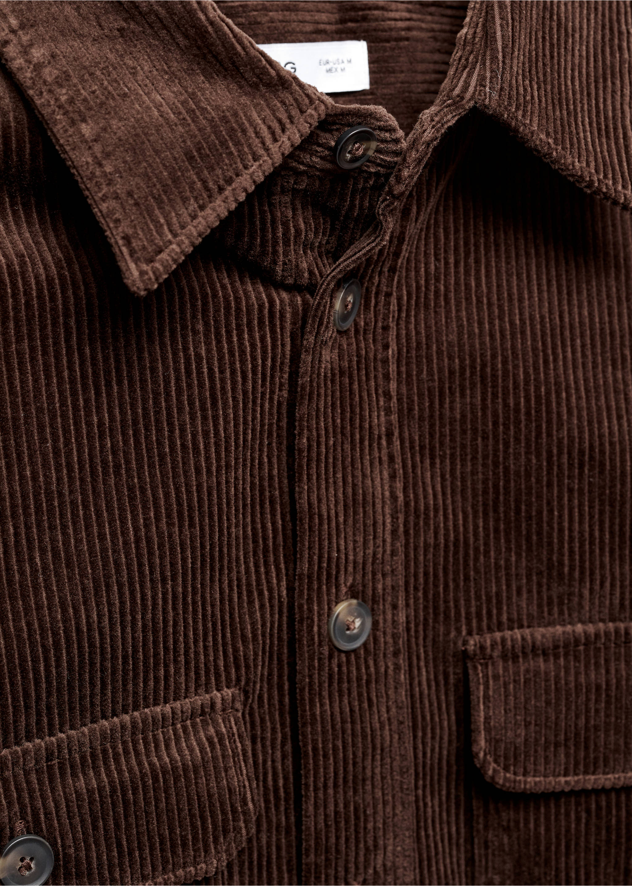 Cord-Overshirt mit Taschen - Detail des Artikels 8, Braun. Ref: 57077709-00.