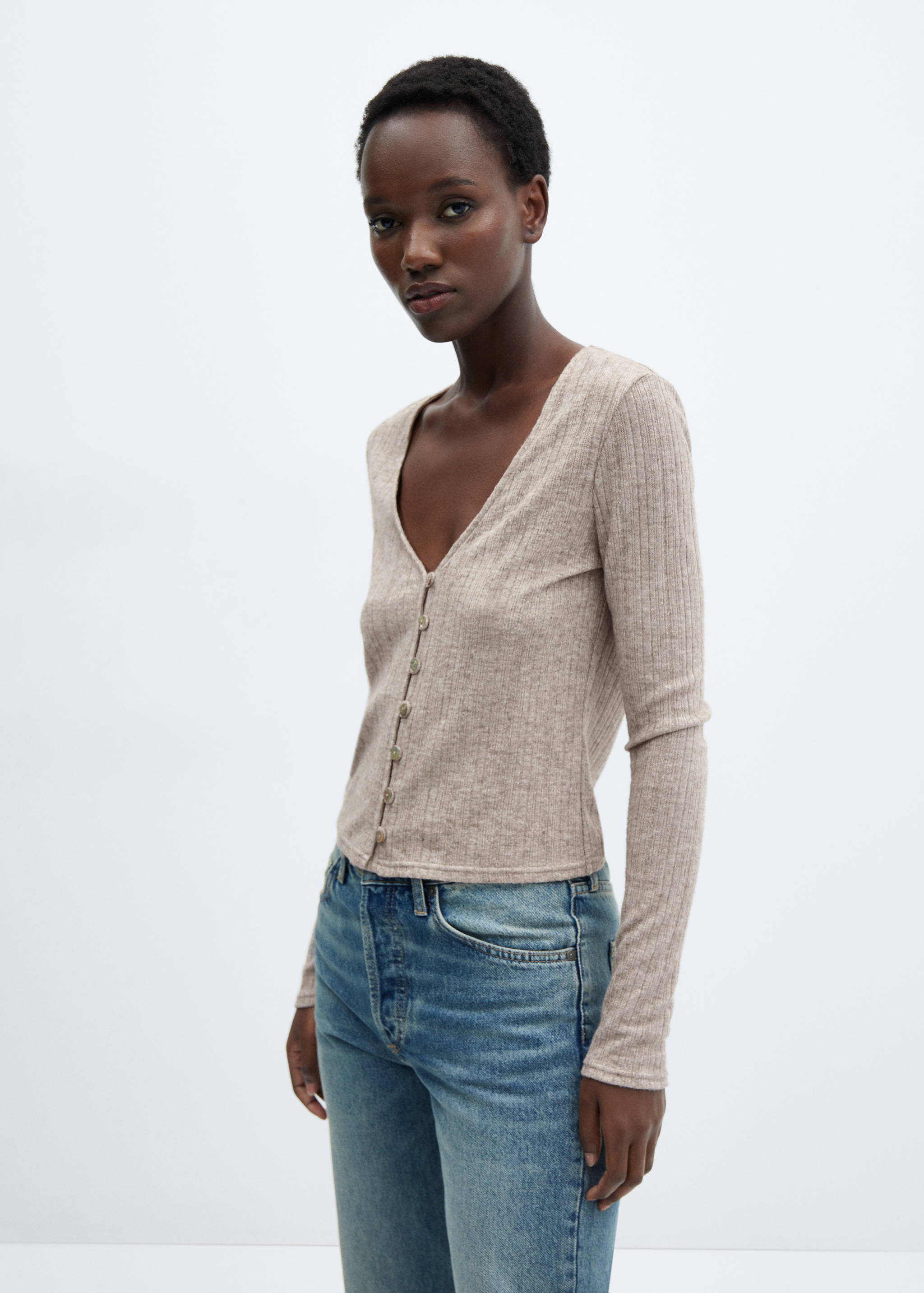 Knitted t-shirt with button - Medium plane