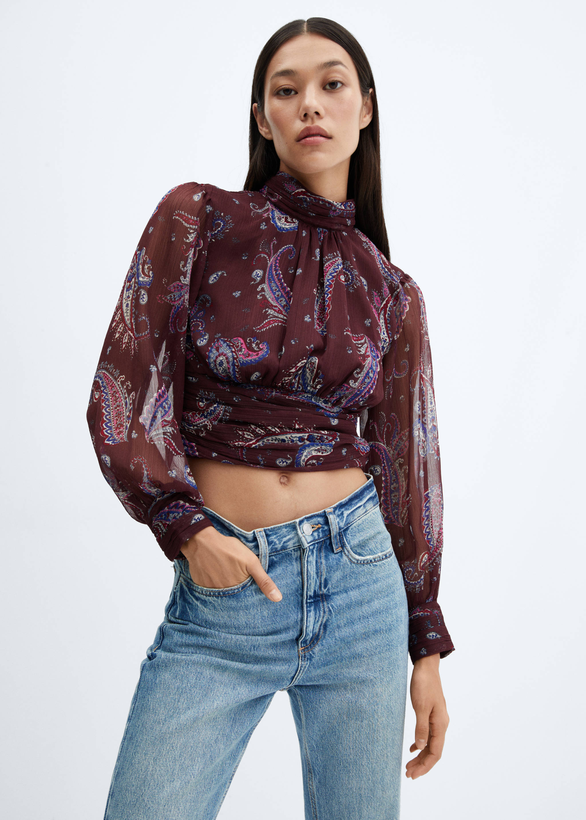 Paisley blouse met pofmouwen - Middenvlak
