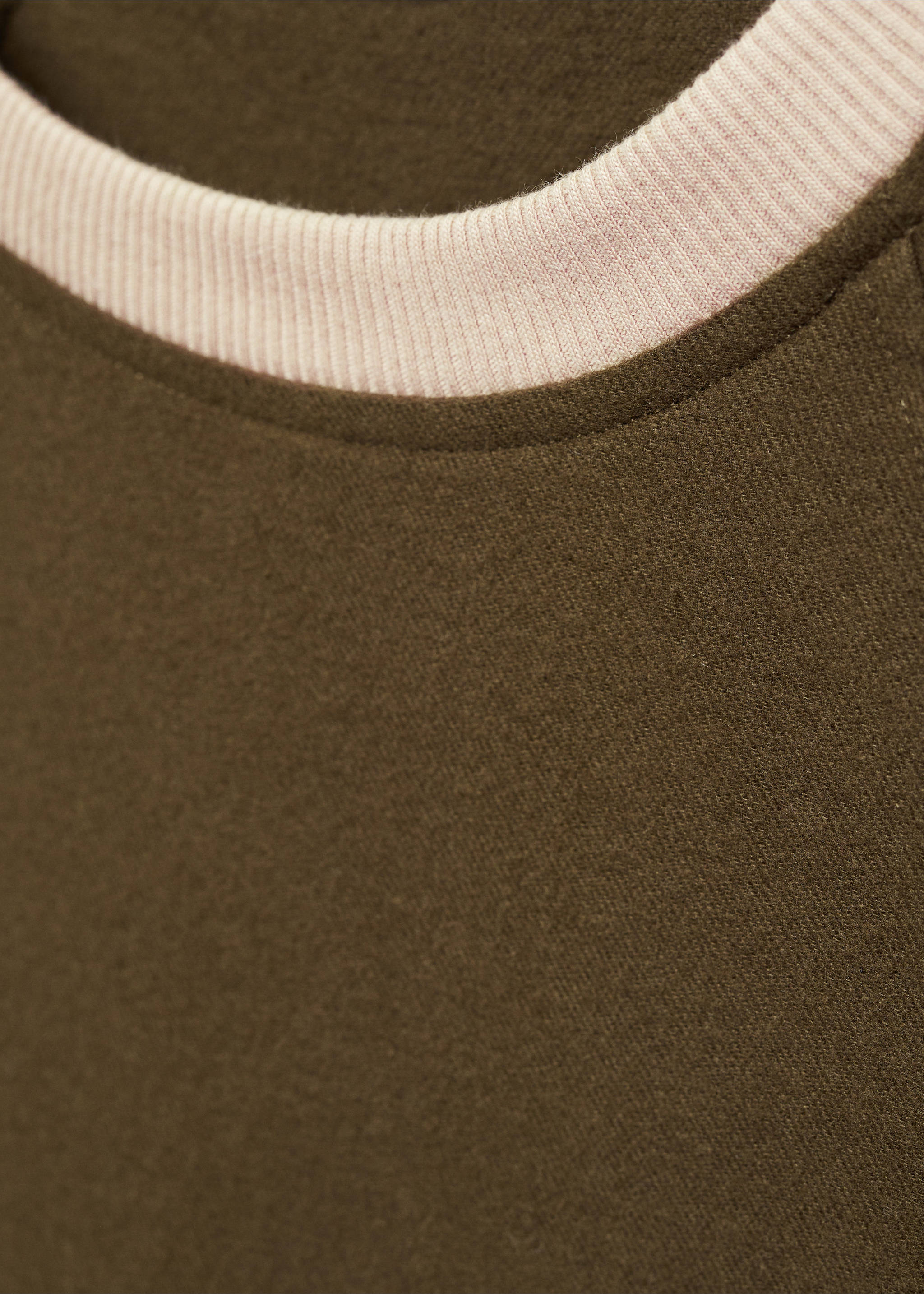 Flannel sweatshirt with adjustable hem - Details of the article 8, Khaki. Ref: 57077746-00.