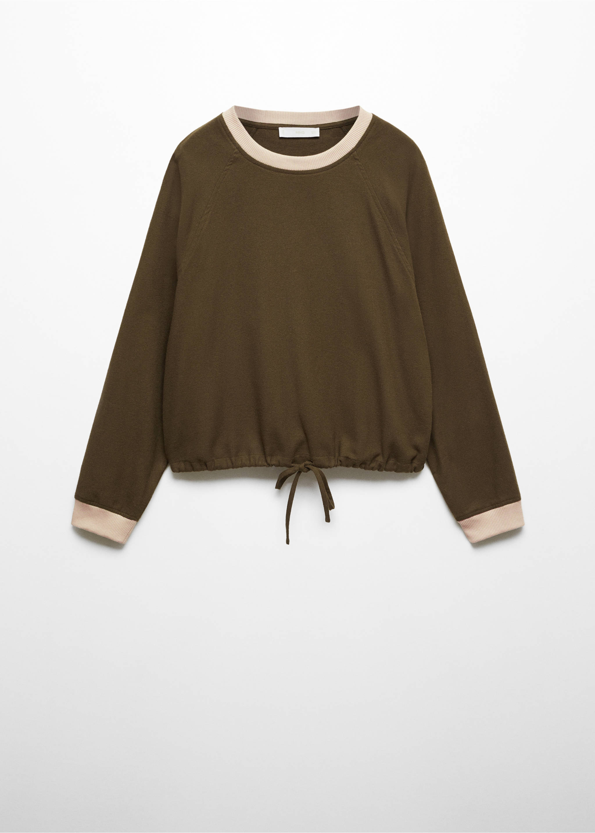 Flannel sweatshirt with adjustable hem - Article without model, Khaki. Ref: 57077746-00.