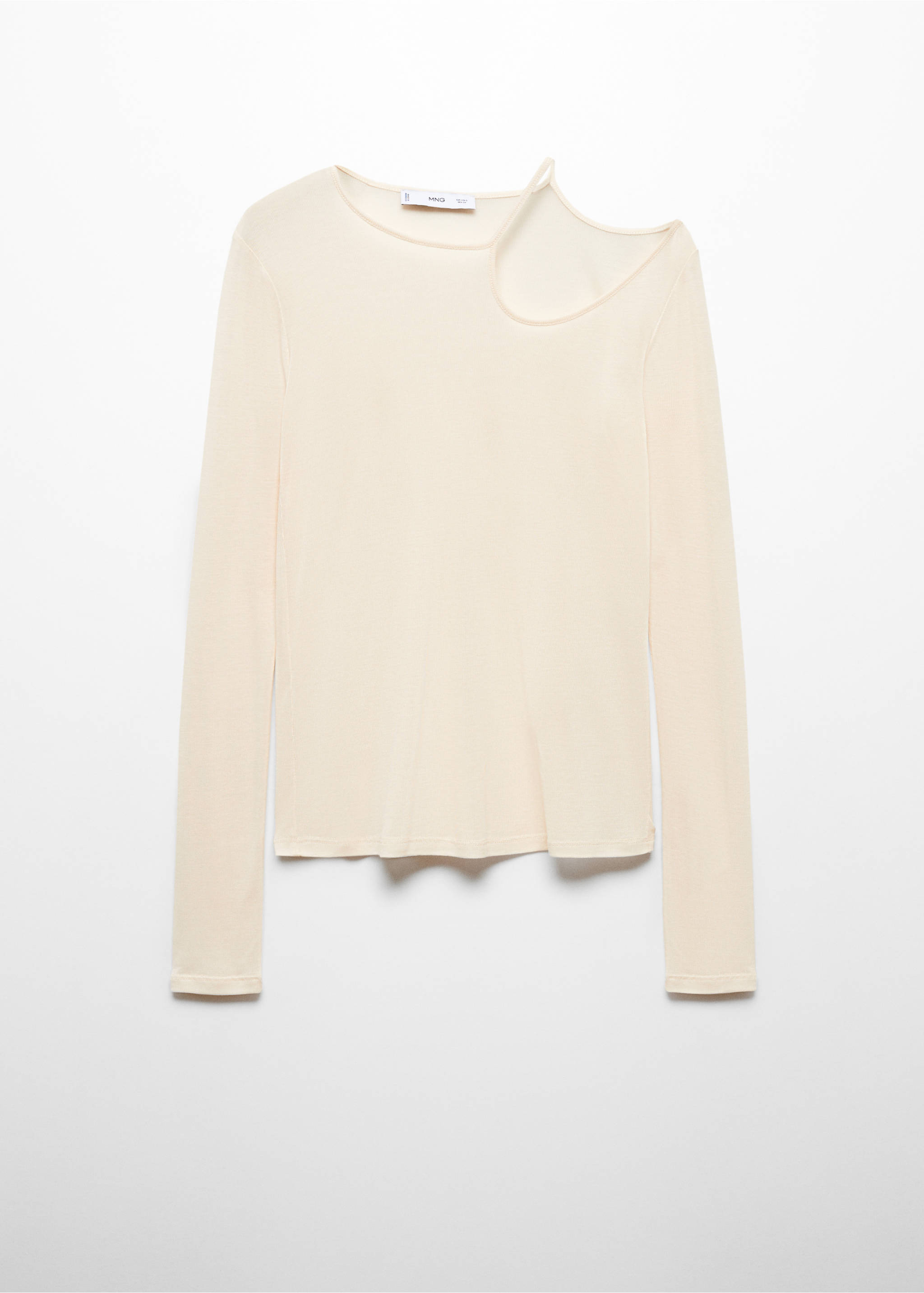 Off-the-shoulder lyocell t-shirt - Article without model, Ecru. Ref: 57077753-00.