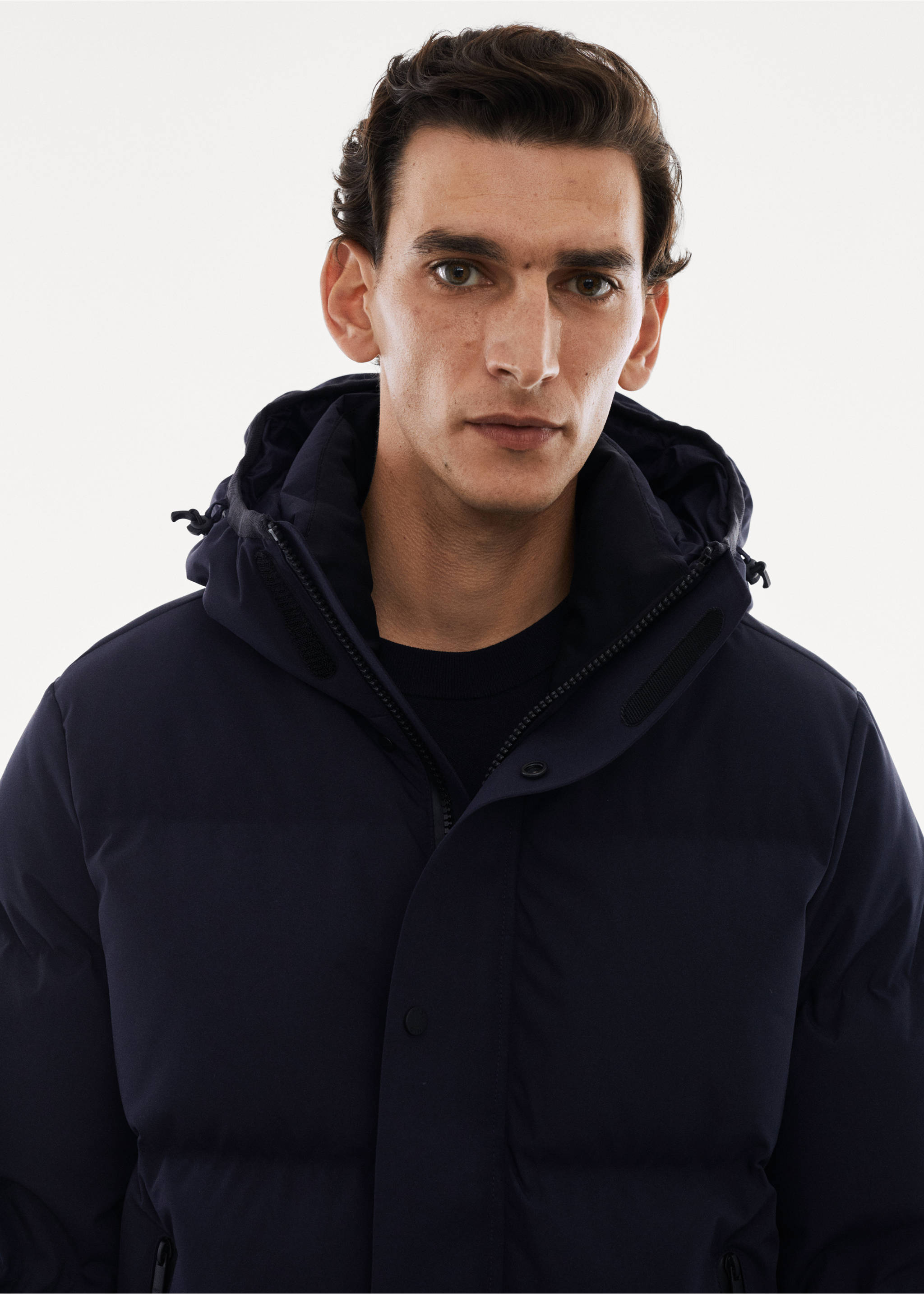 Water-repellent down anorak - Details of the article 1, Navy. Ref: 57078263-00.