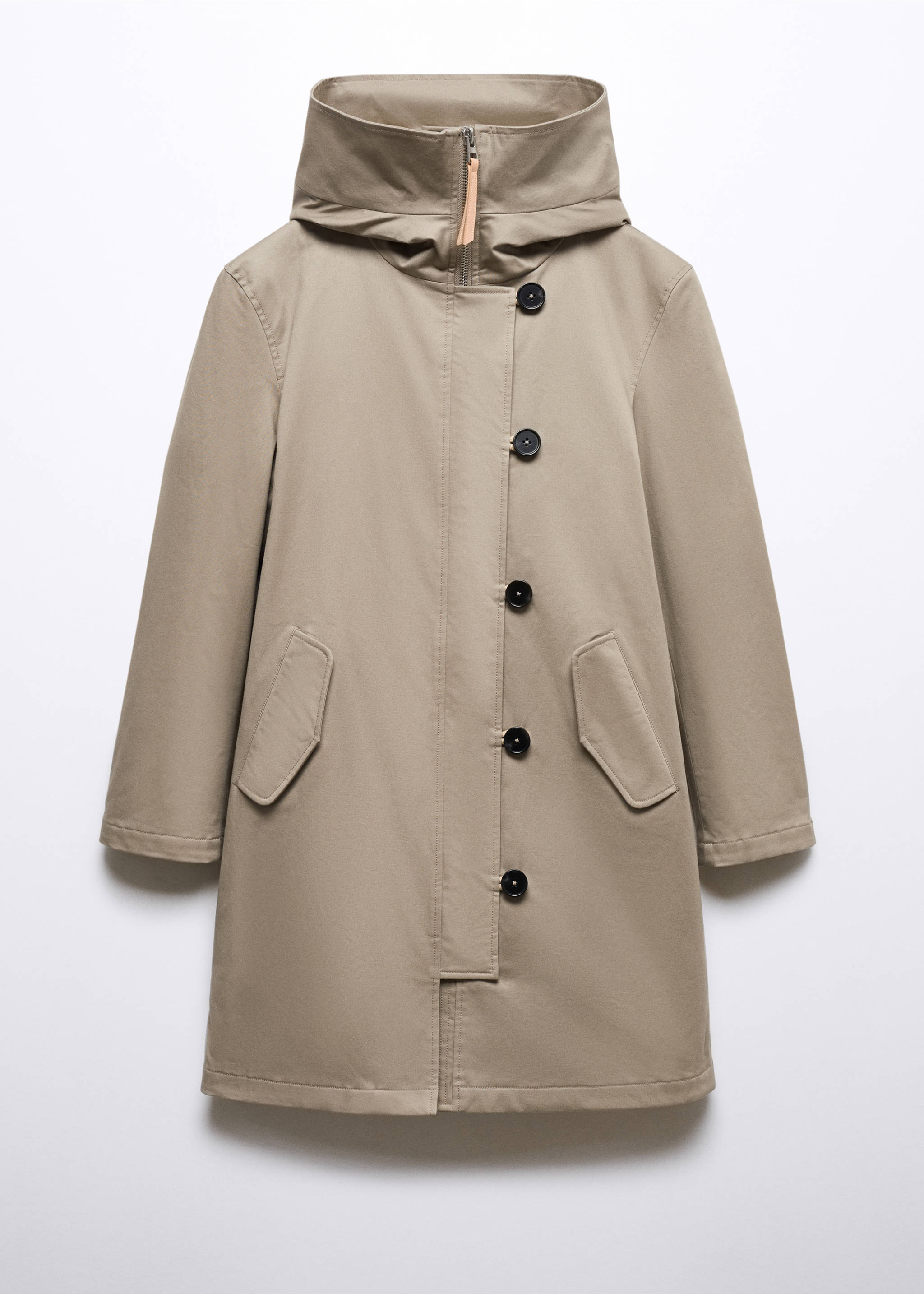 Midi-parka with shearling collar - Article without model, Light Heather Grey. Ref: 57078267-00.