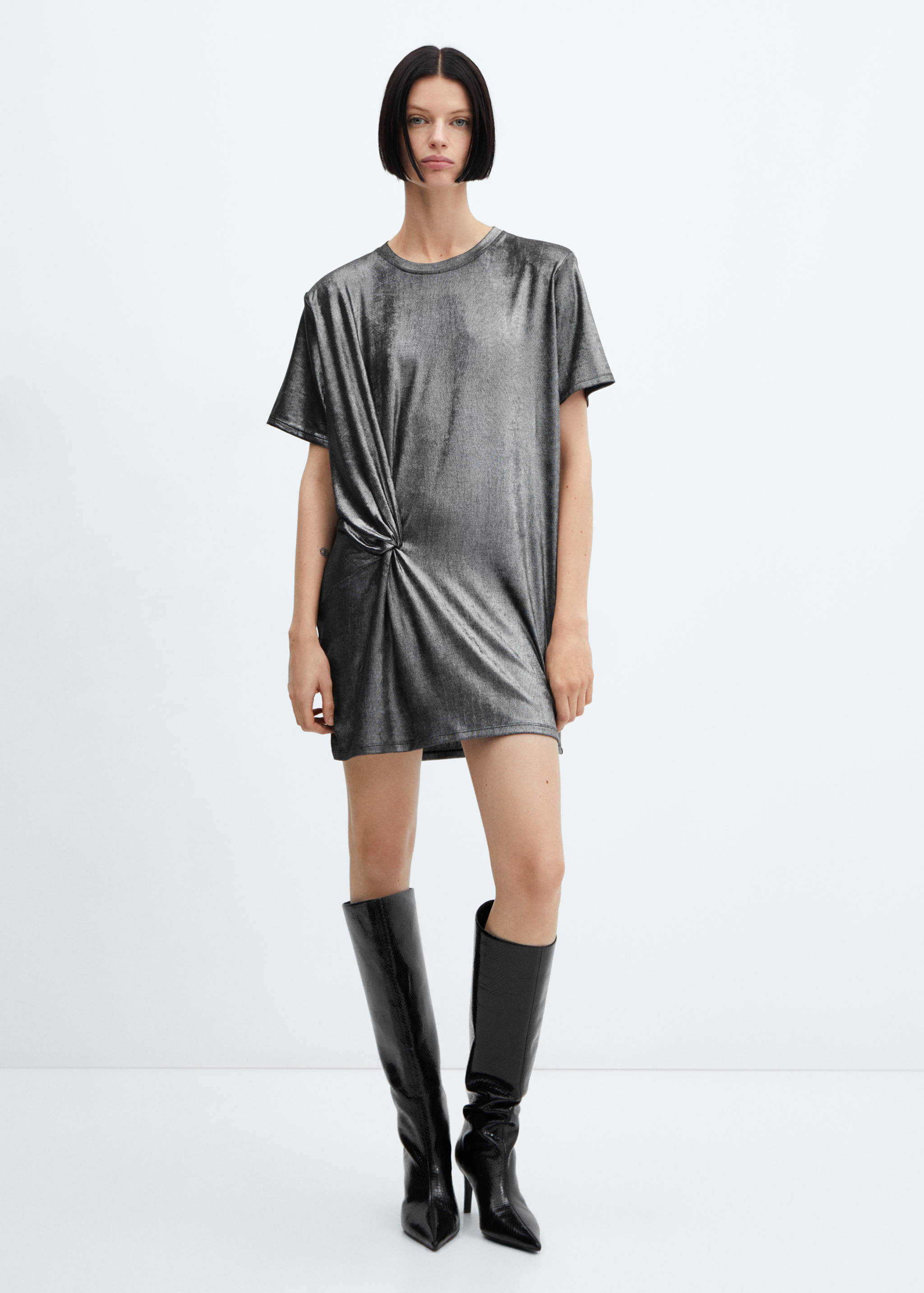 Foil dress with knot detail - General plane