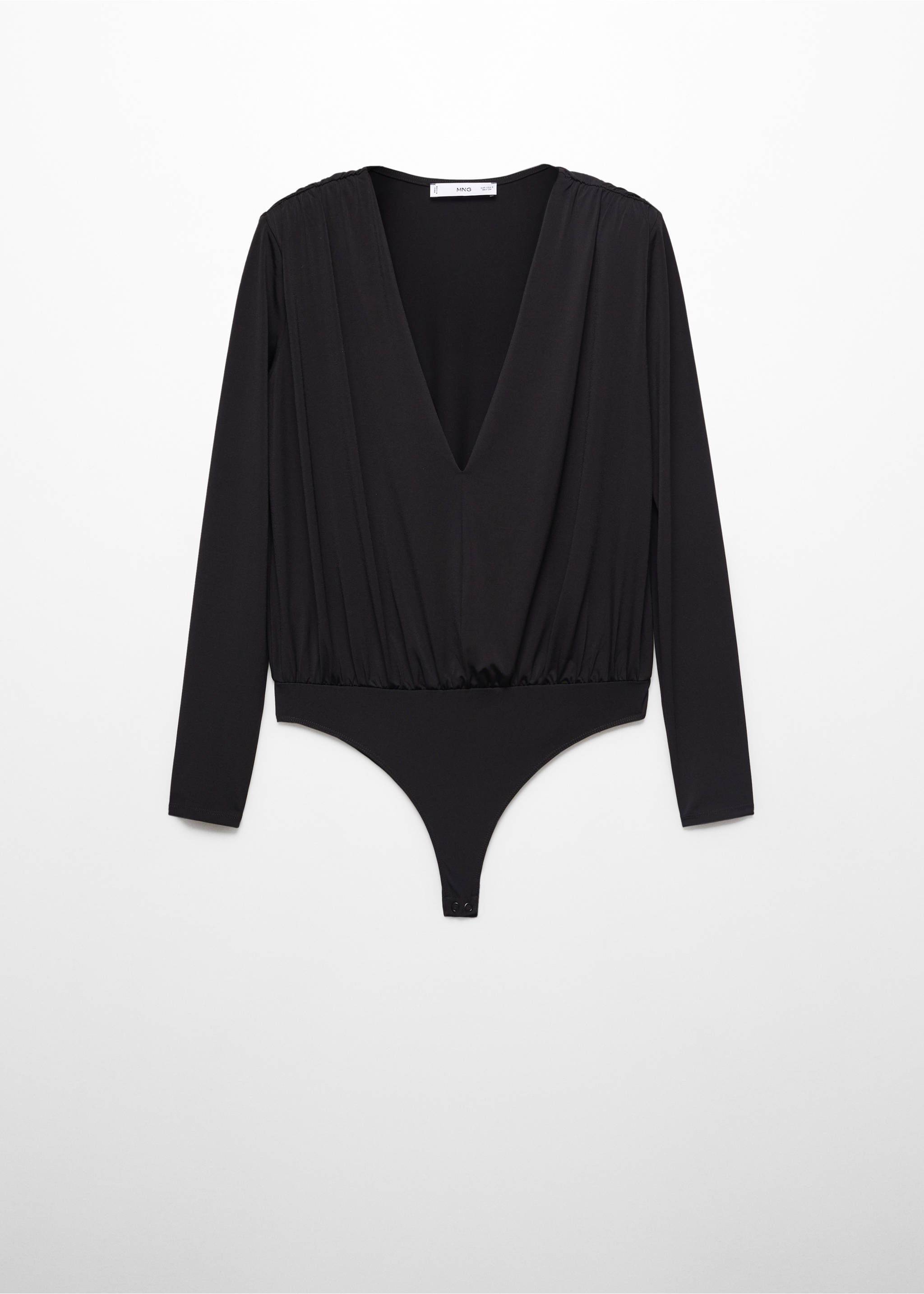 V-neck bodysuit - Article without model, Black. Ref: 57079102-00.