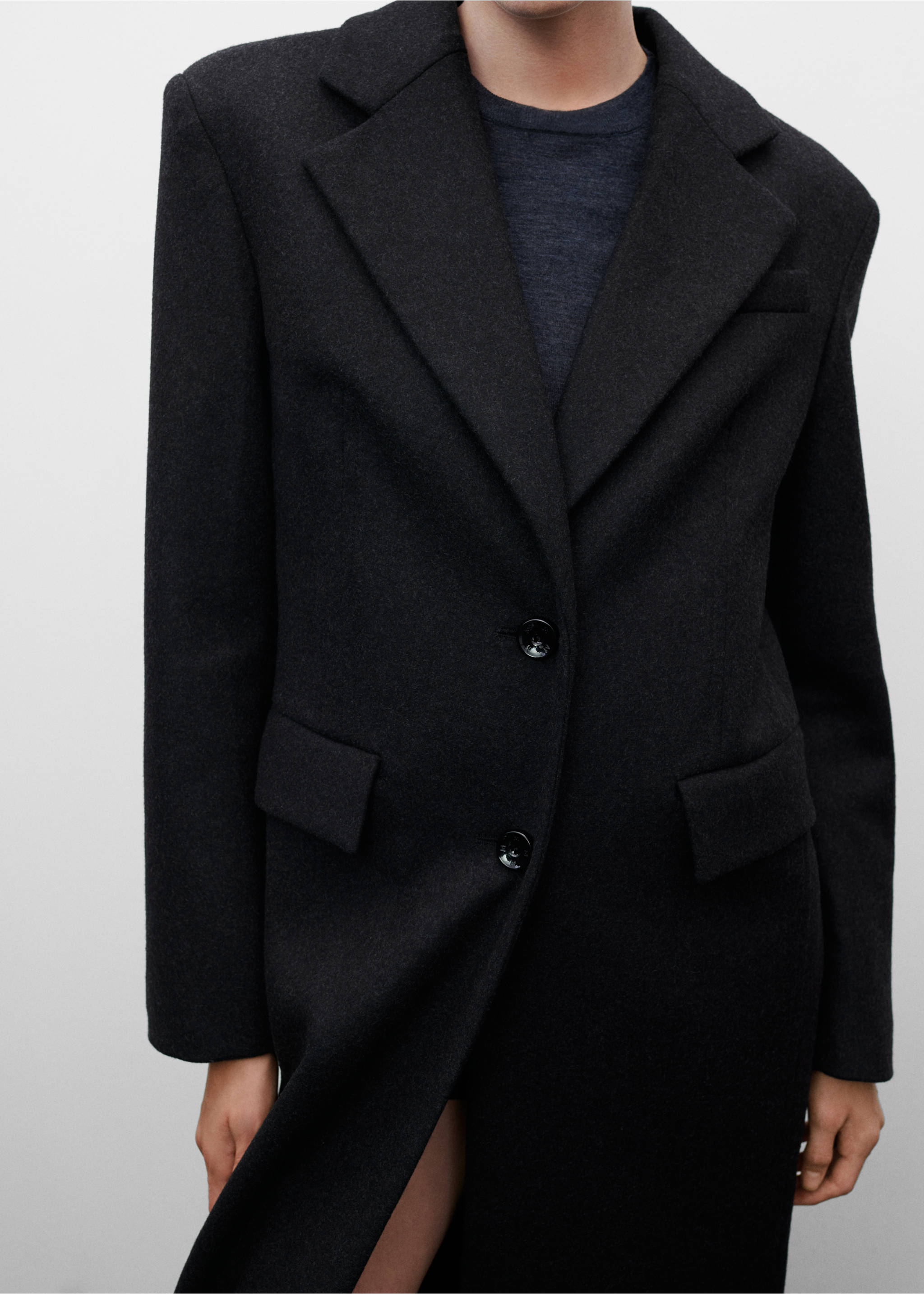 Gyapjúkabát válltöméssel - A termék adatai 2, Szürke. Ref: 57079115-00.