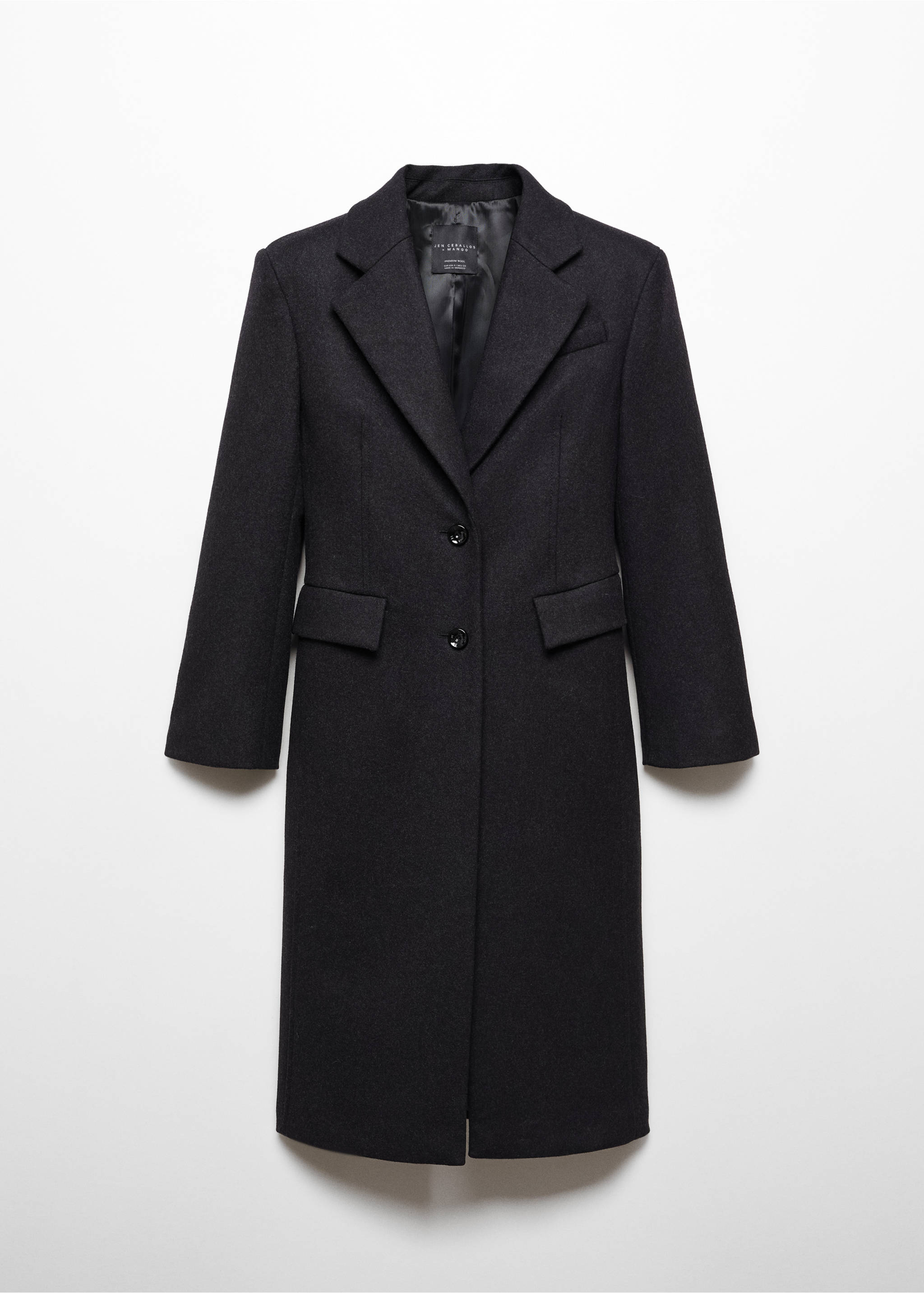 Wool coat with shoulder pads - Article without model, Grey. Ref: 57079115-00.