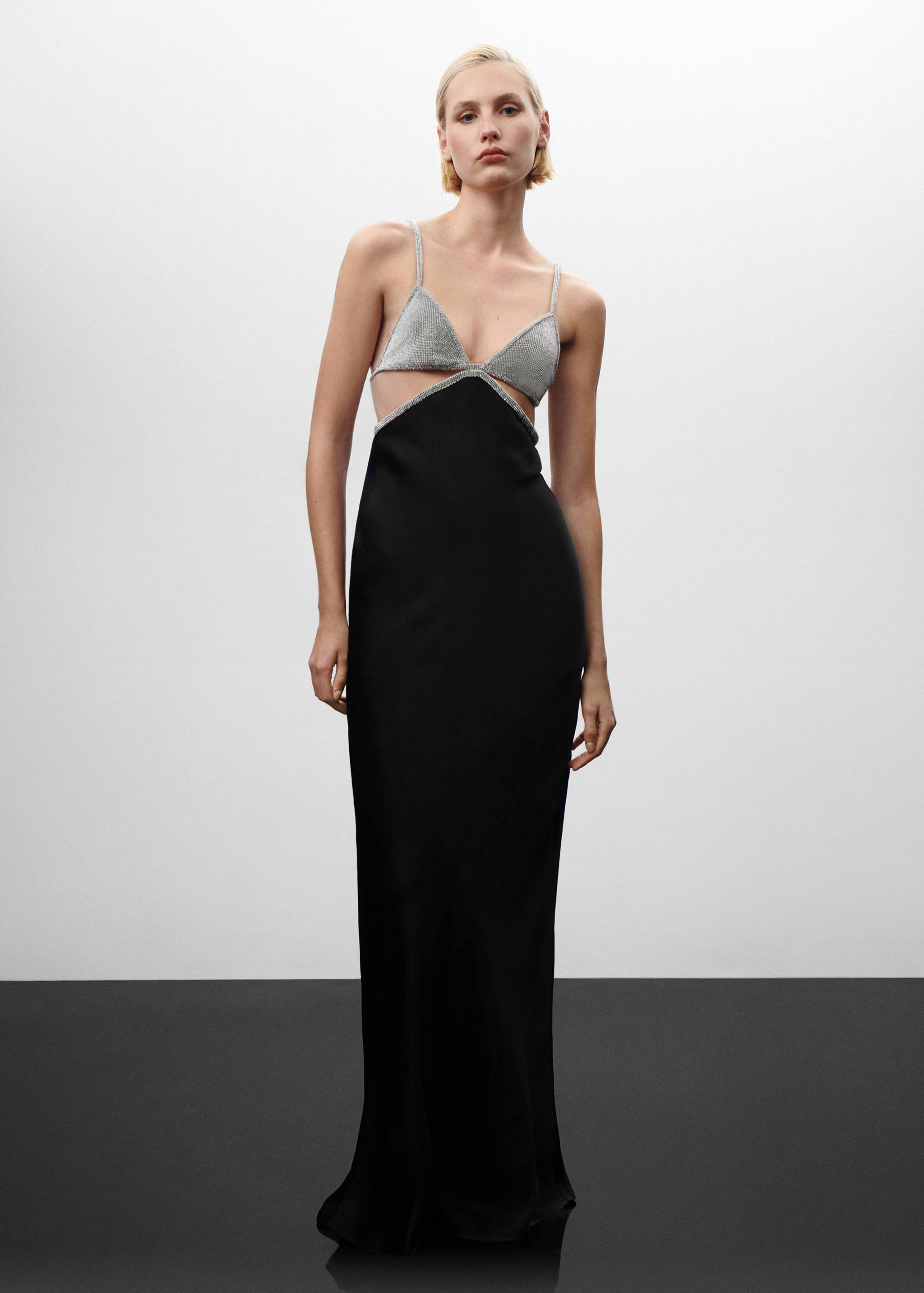 Satin dress with rhinestone body - General plane