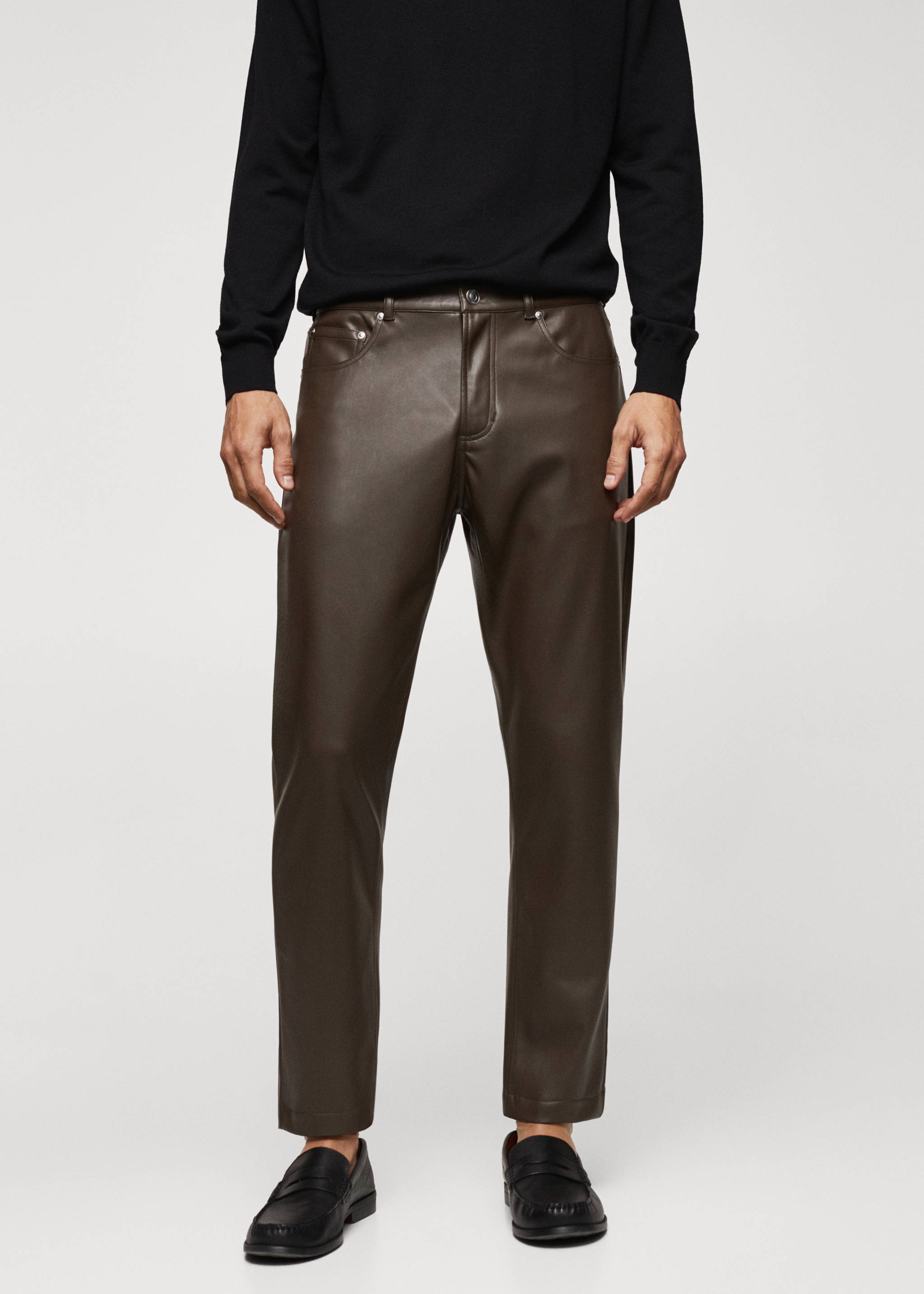 Faux-leather slim-fit trousers - Medium plane