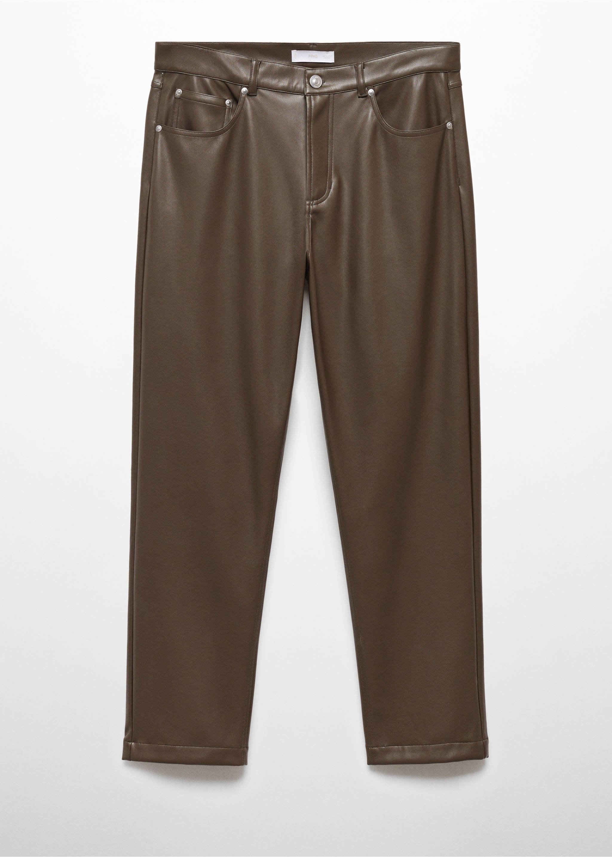 Slim Fit-Hose mit Ledereffekt - Artikel ohne Model, Khaki. Ref: 57079213-00.